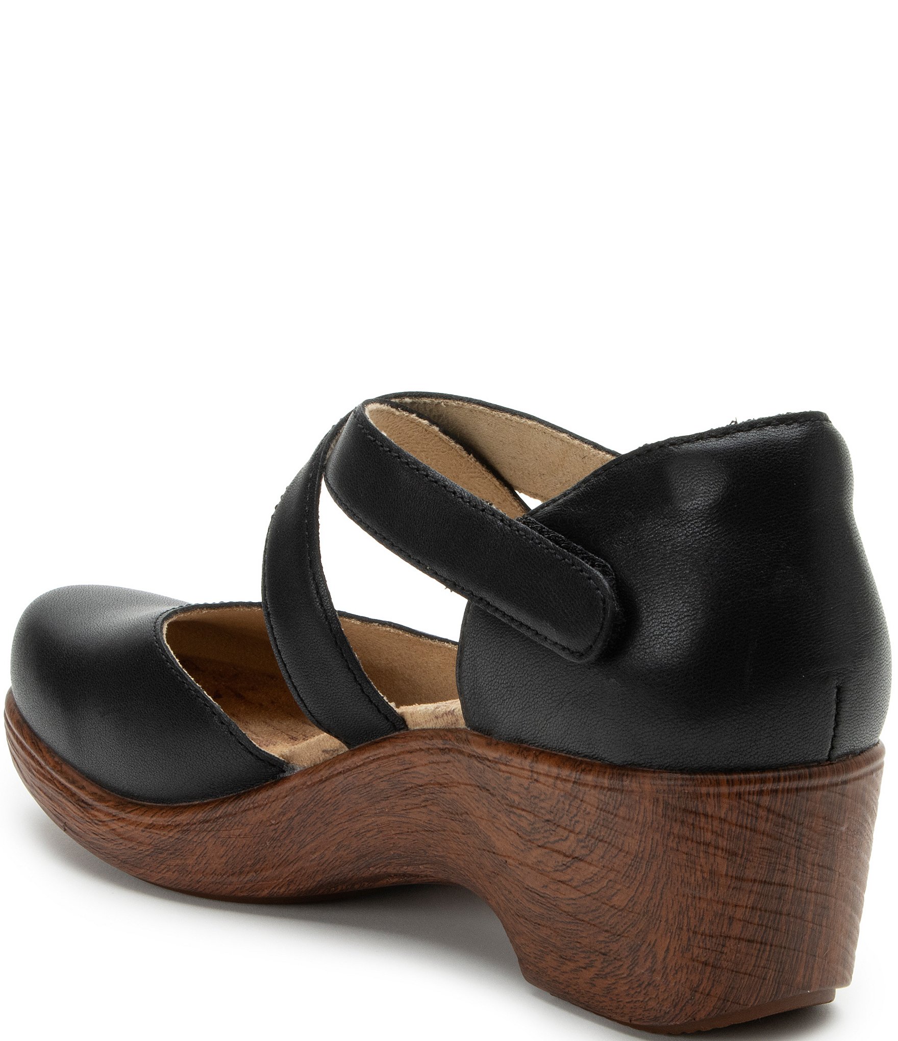 Alegria Savina Leather Ankle Strap Platform Clogs