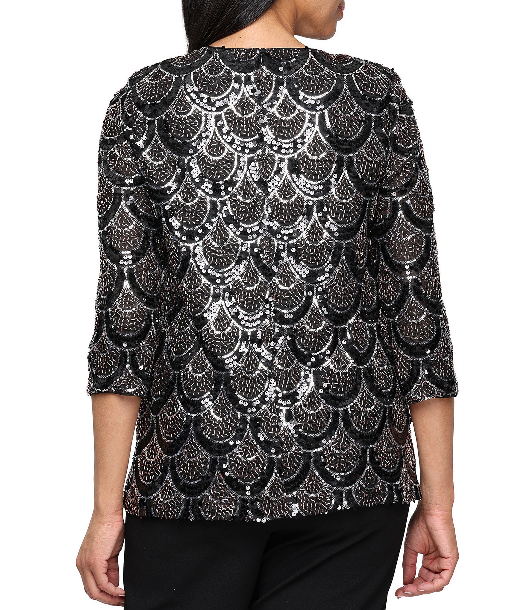 Alex Evenings 3/4 Sleeve Sequin Twinset