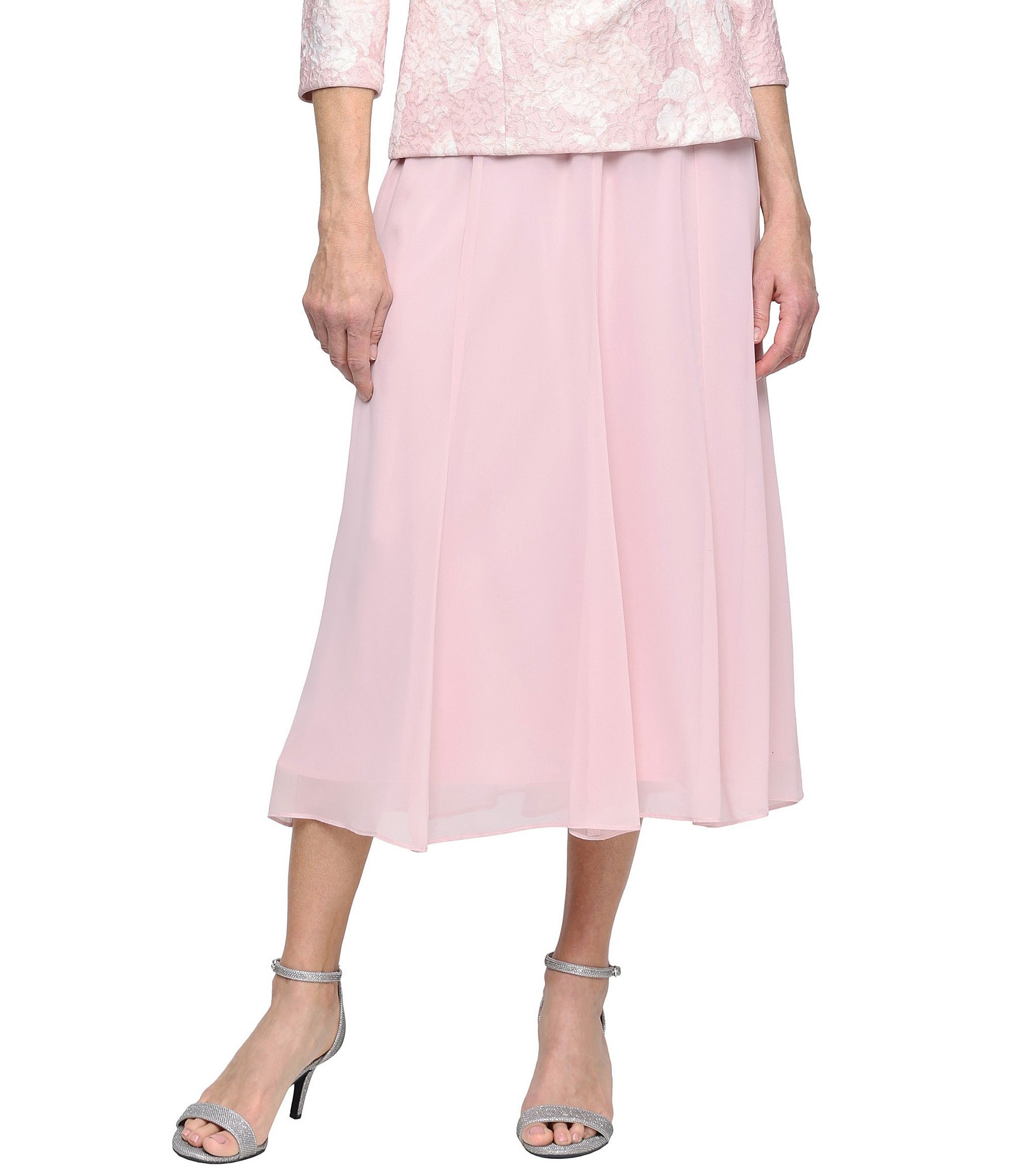 Alex Evenings Chiffon A-Line Midi Skirt