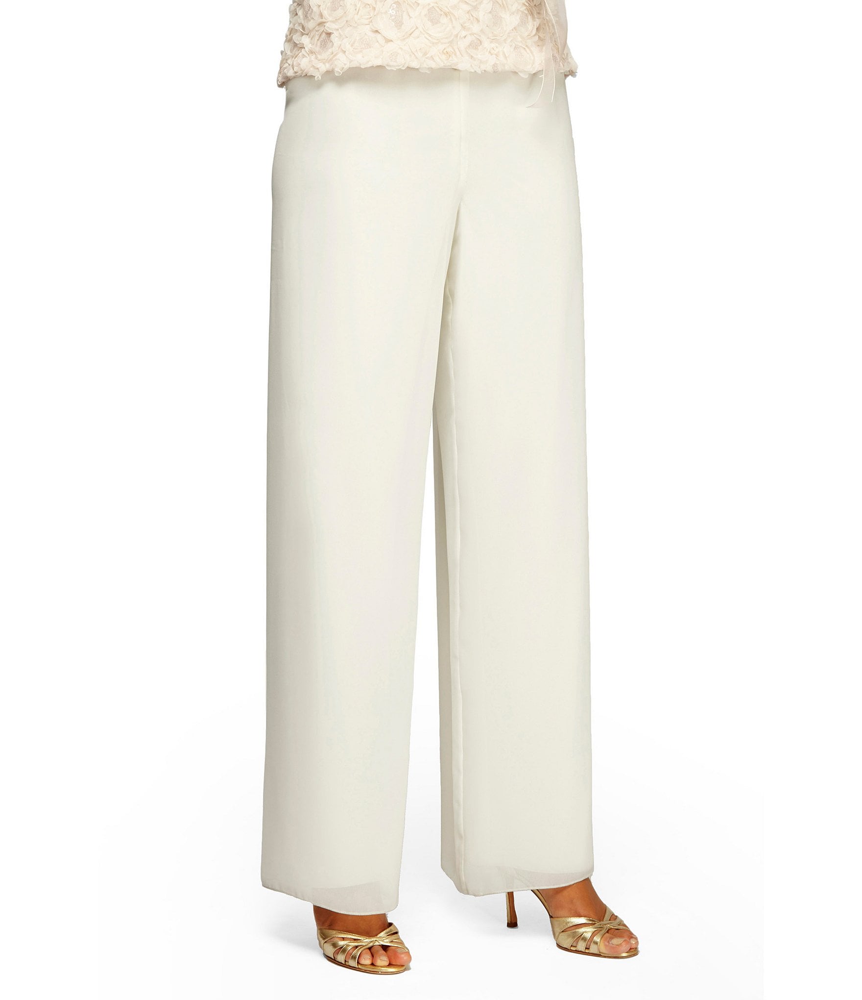 Women's Chiffon Summer Pants Trousers with White Squares Print