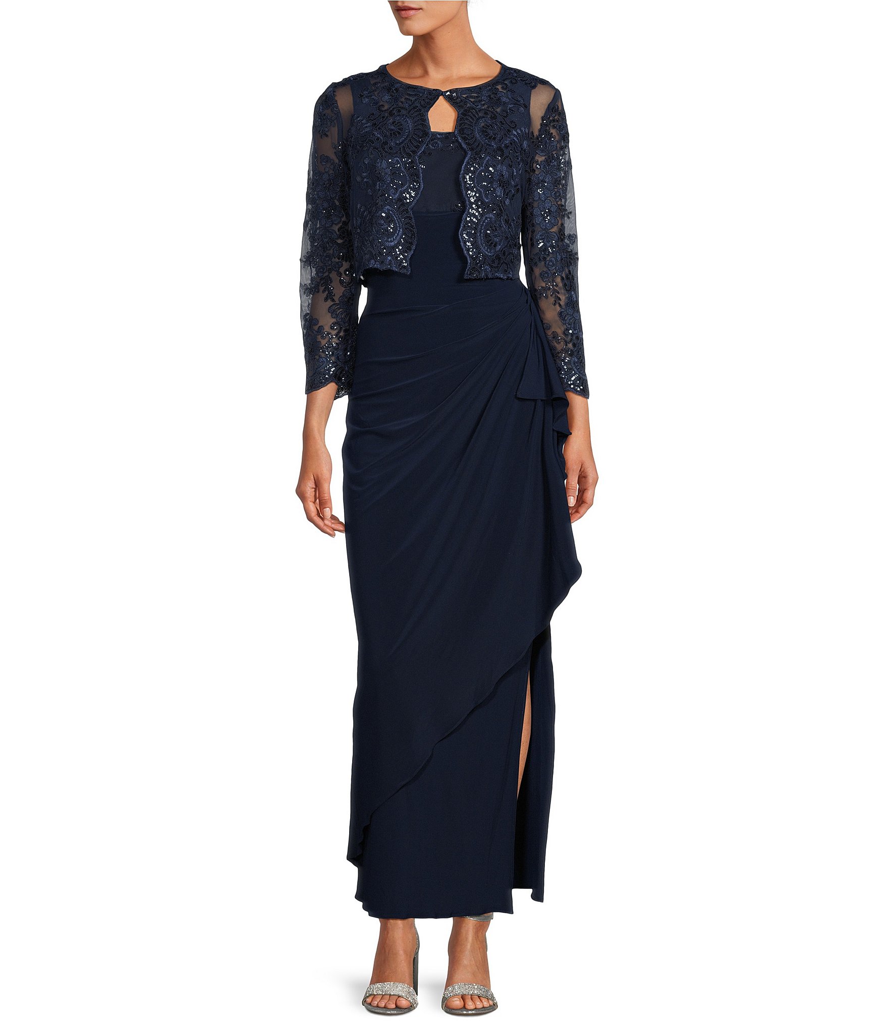 NOEVOM Sky Blue Prom Dresses Long Elegant O-Neck with Jacket A-Line Floor  Length Women Formal Dress Long (Color : Blue, Size : 6) (Blue 8) :  Amazon.de: Fashion