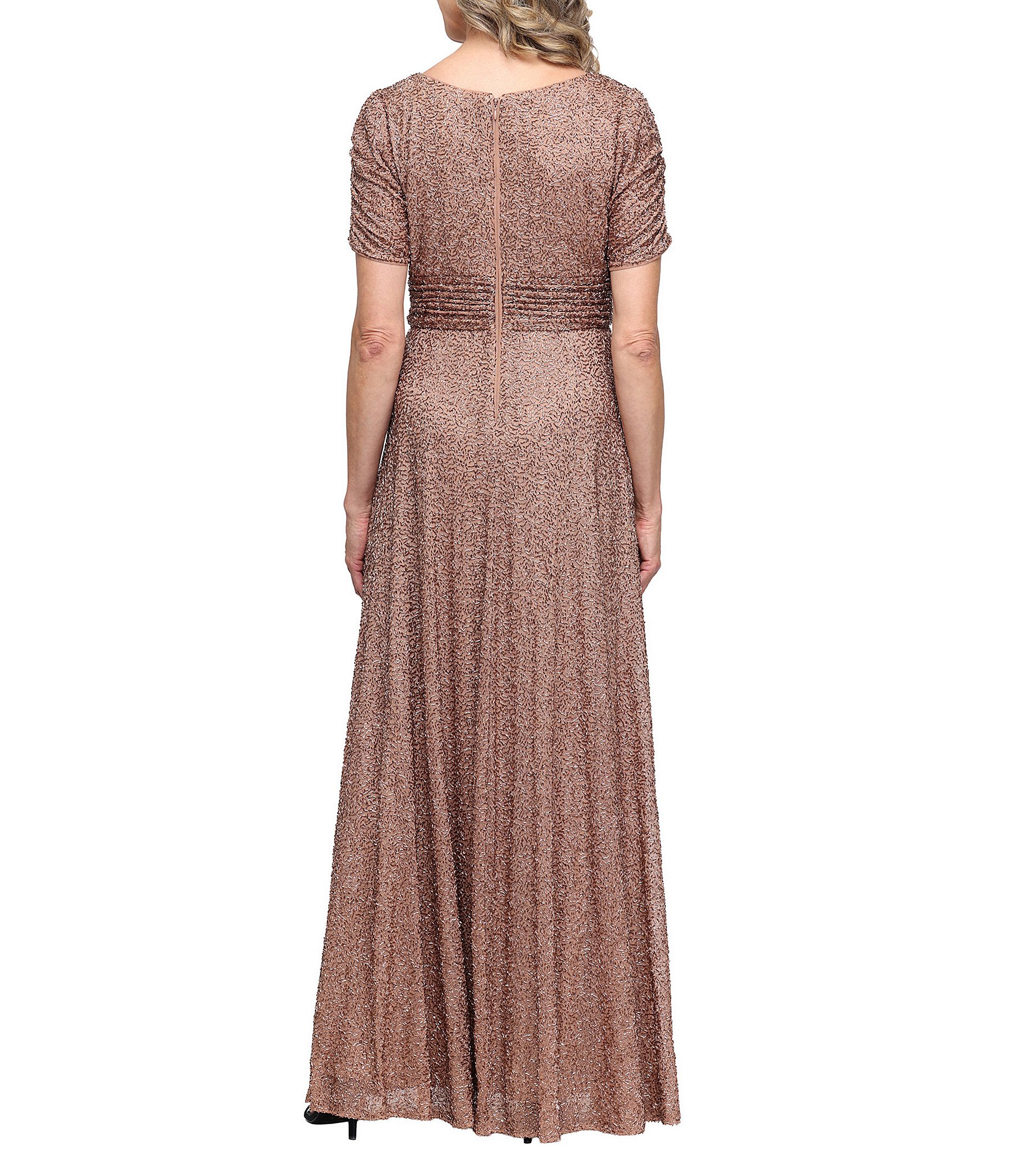 Alex Evenings Short Sleeve V-Neck Gown