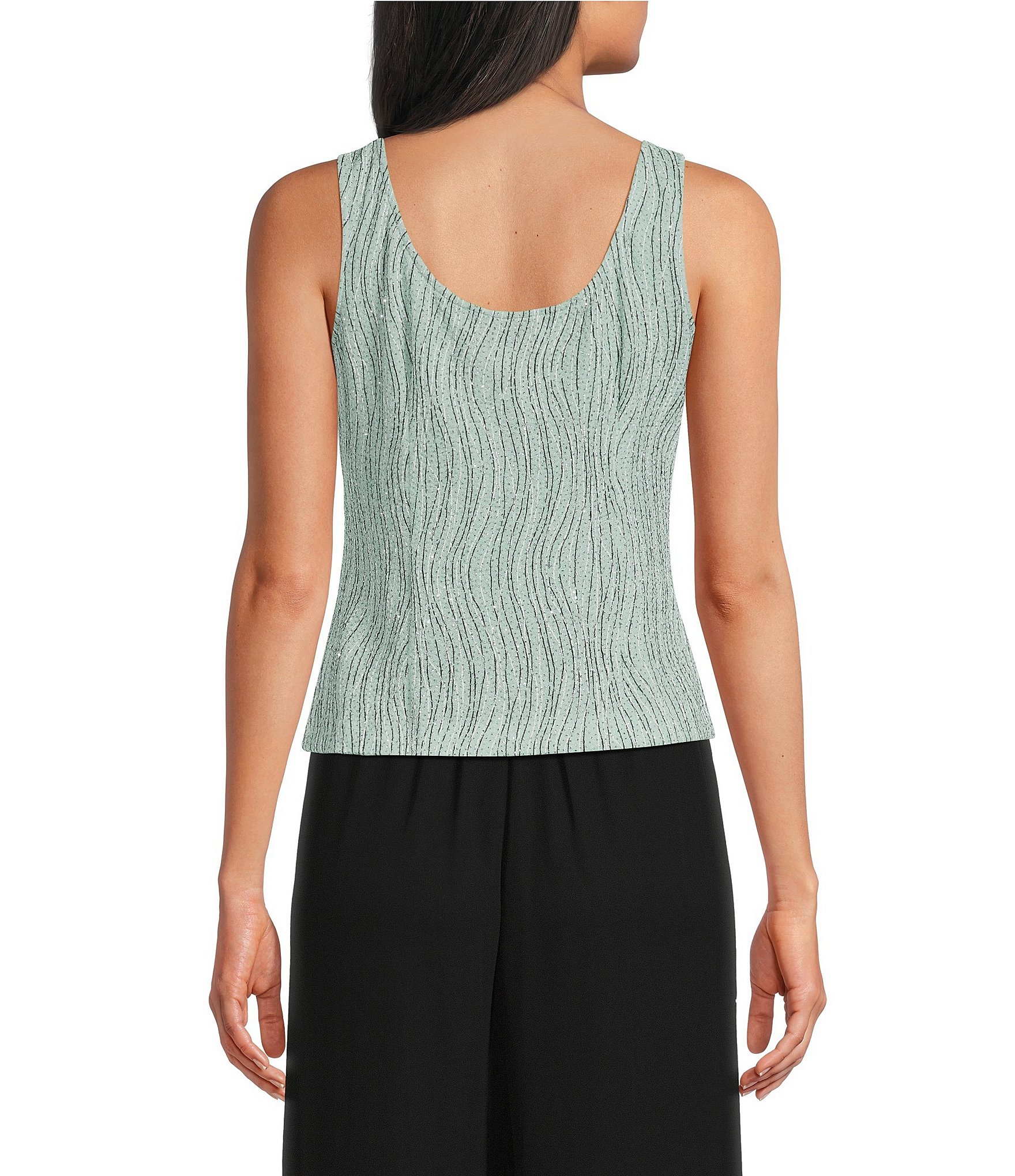 Alex Evenings Petite Size Printed Jacquard Knit Twinset