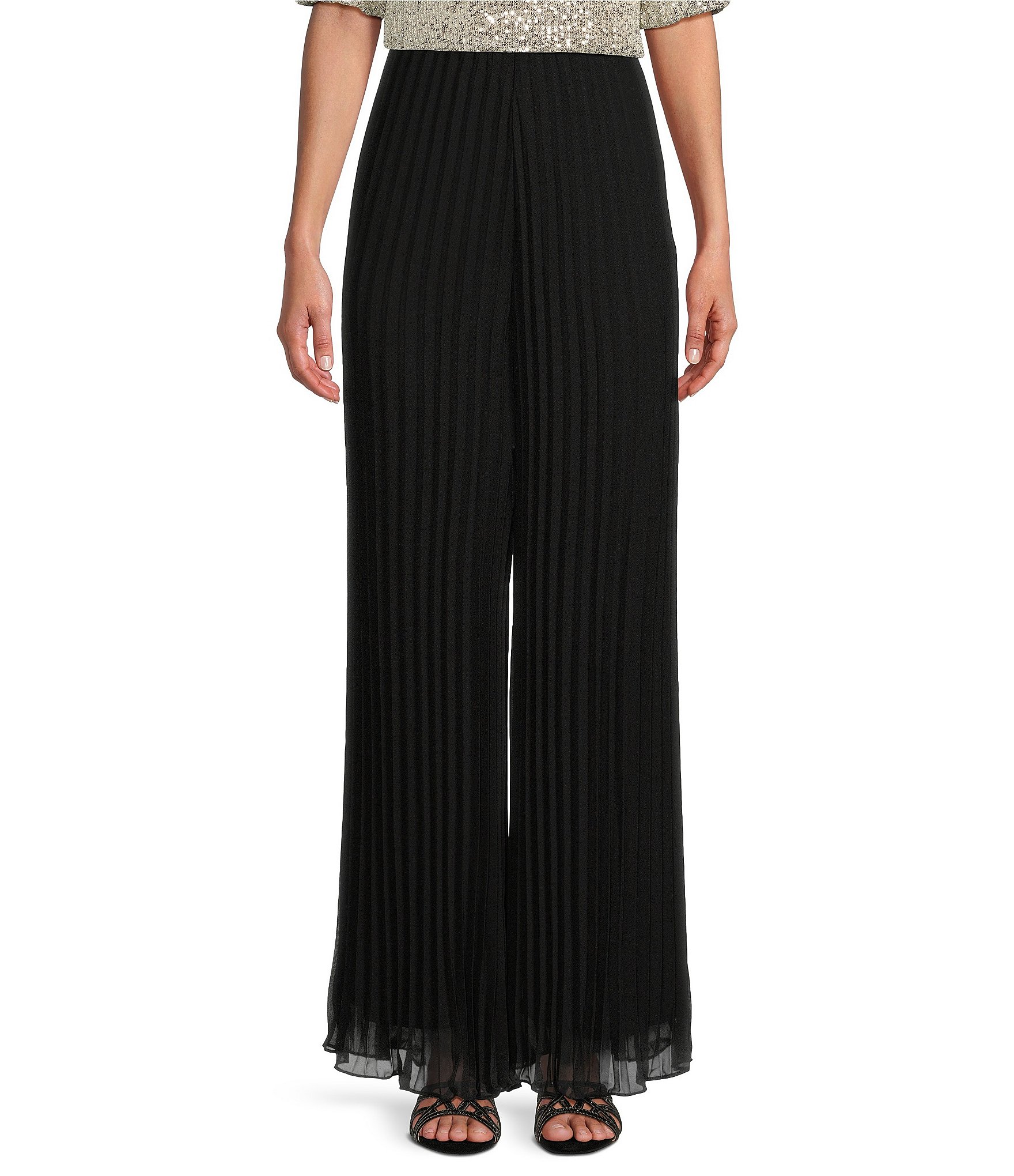 Alex Evenings Pleated Chiffon Wide Leg Flowy Pants Dillard s