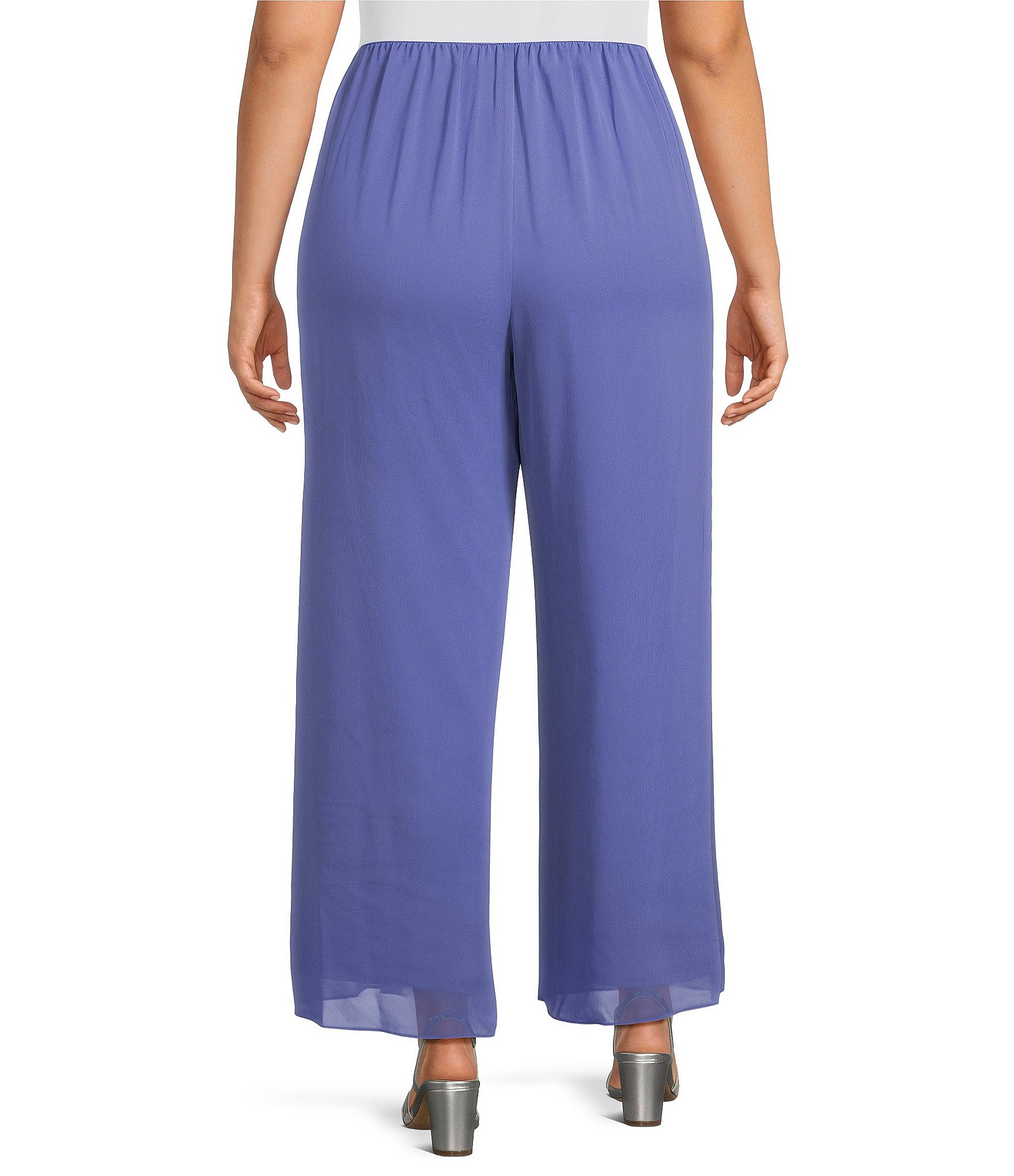 Alex Evenings Plus Size Silky Chiffon Pants