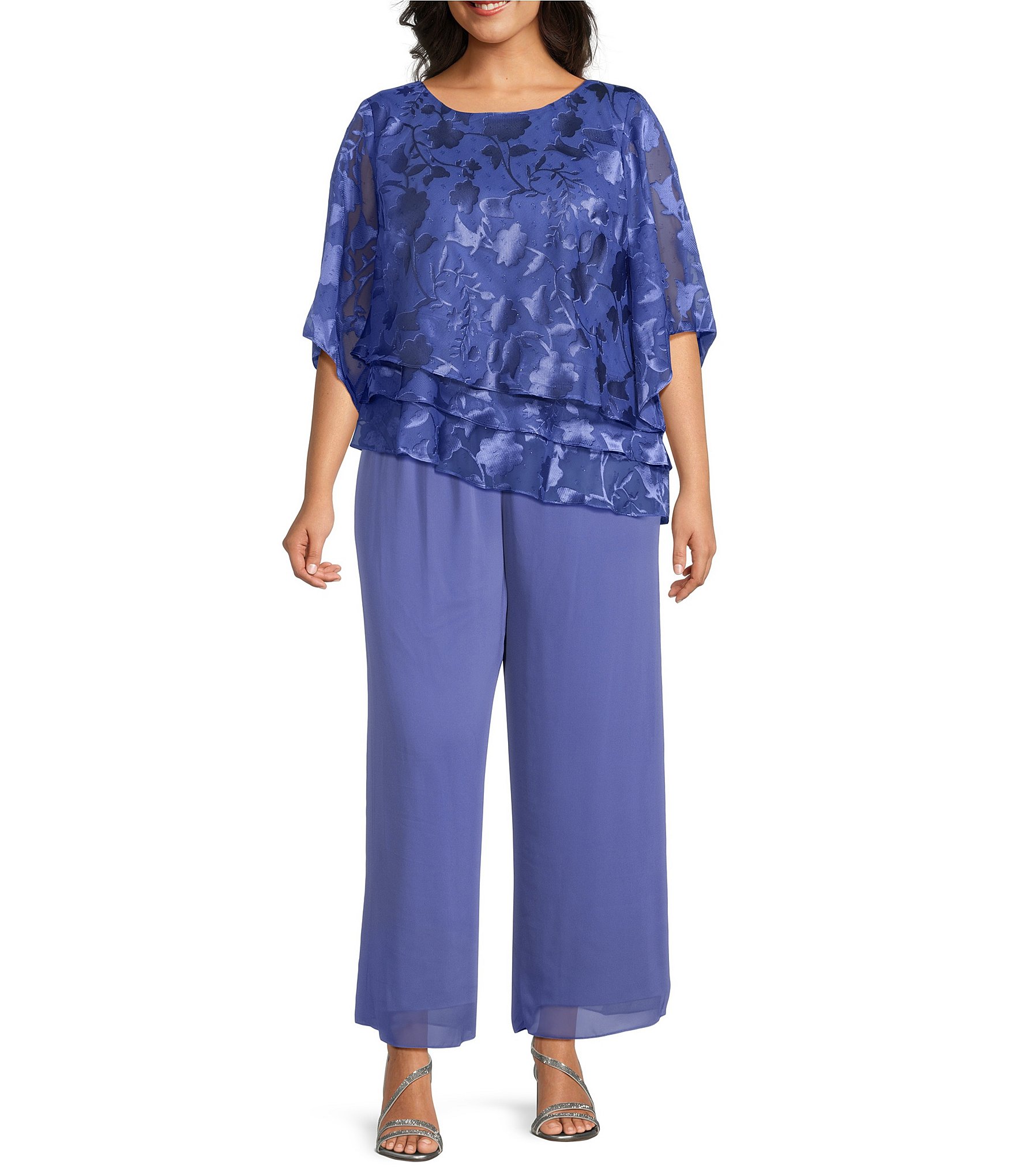 Alex Evenings Plus Size Silky Chiffon Pants