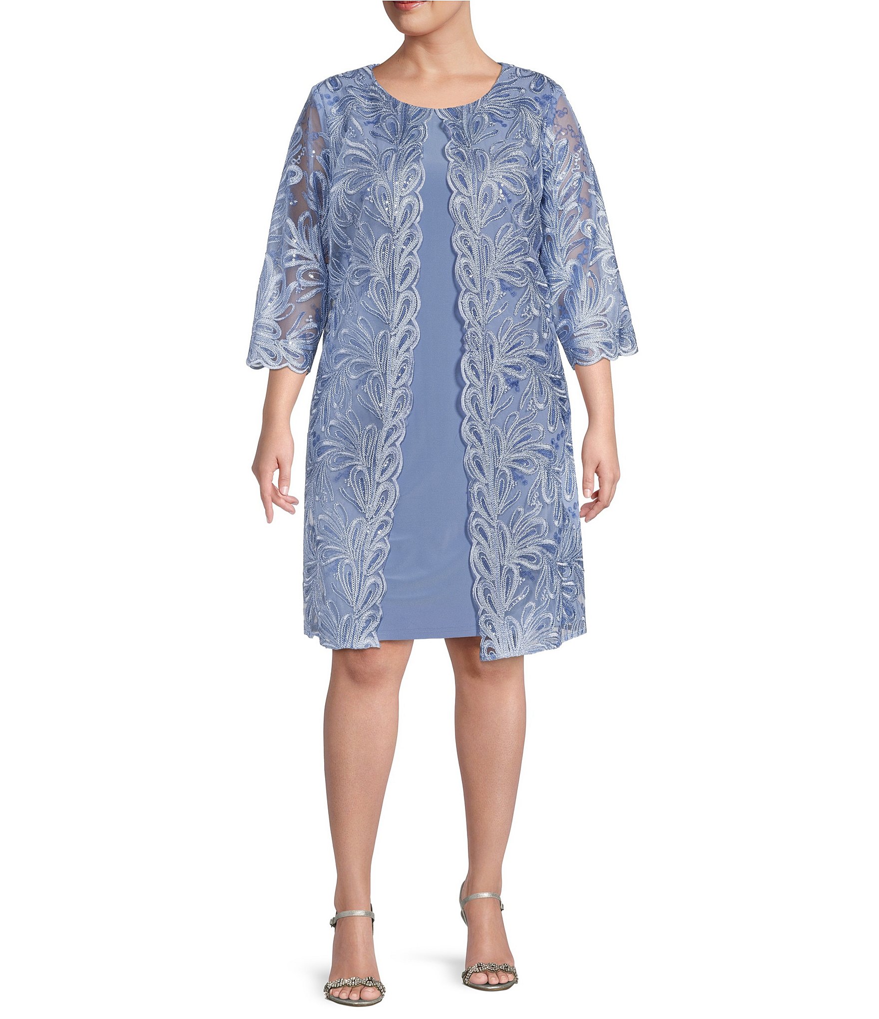 Alex evenings embroidered jacket dress sale