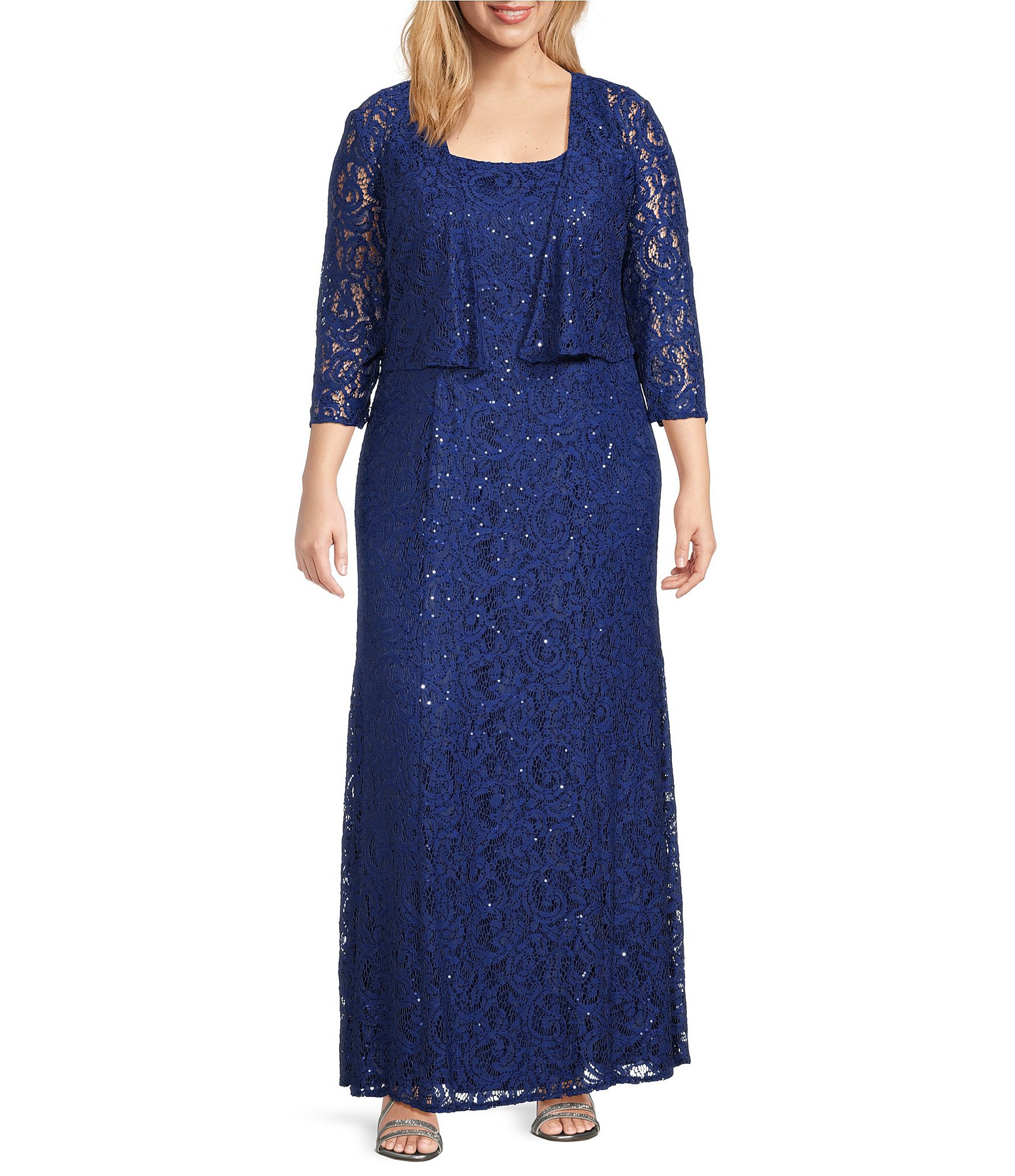 Alex Evenings Plus Cowl-Neck A-Line Gown | CoolSprings Galleria