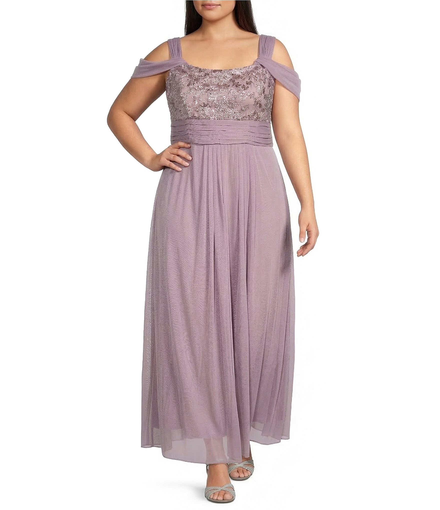 knee length dresses for ladies Purple Sequins Long Mermaid Prom Dress, Shiny V-Neck Evening Dress main image 1