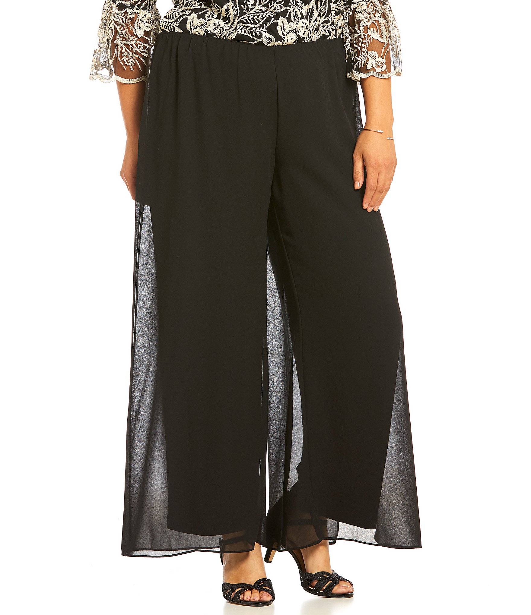 Alex Evenings Women's Plus Size Chiffon Dress Pant, Black, 1X : :  Clothing, Shoes & Accessories