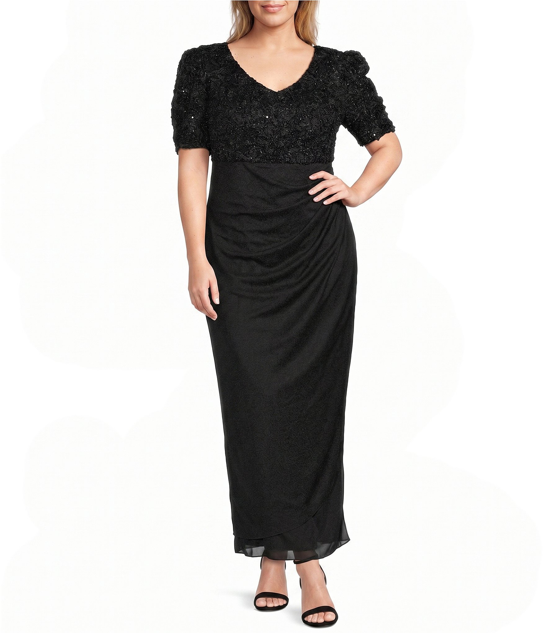 plus size black dresses Anne Klein Plus Size Classic Wrap Dress - Black