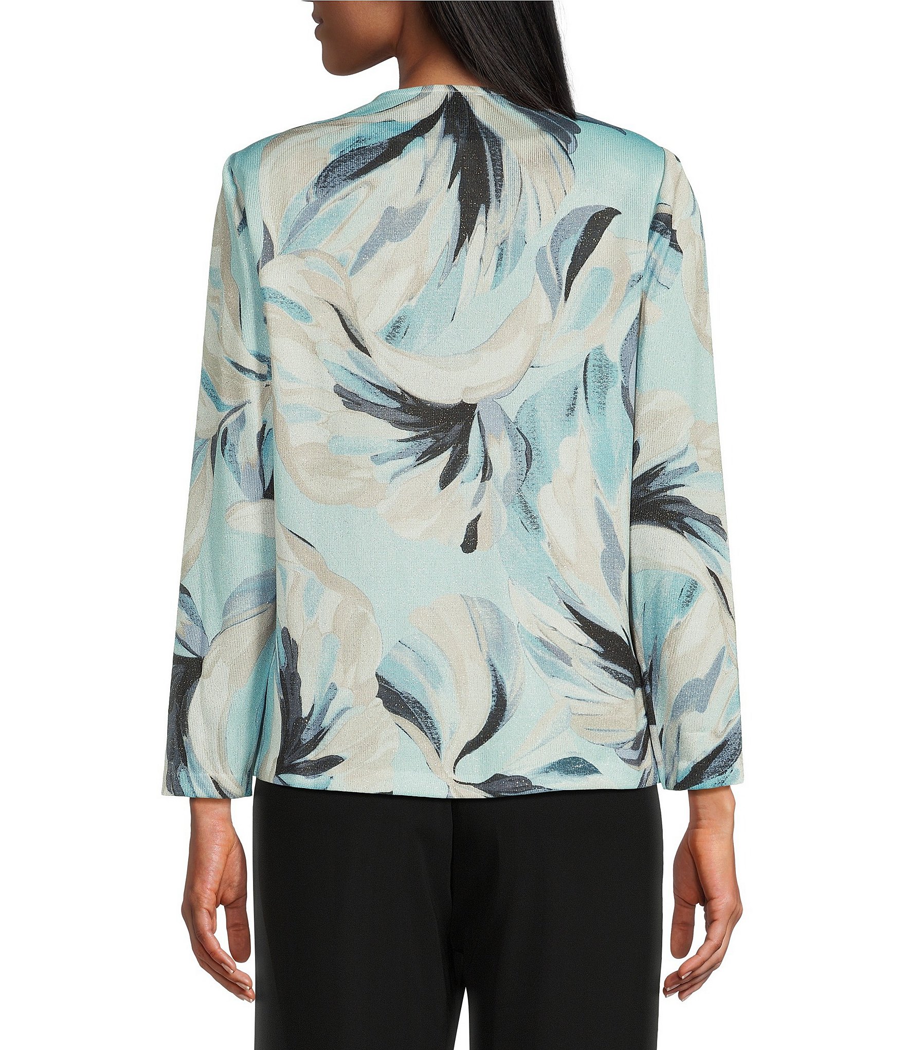 Alex Evenings Printed Metallic Knit Twinset