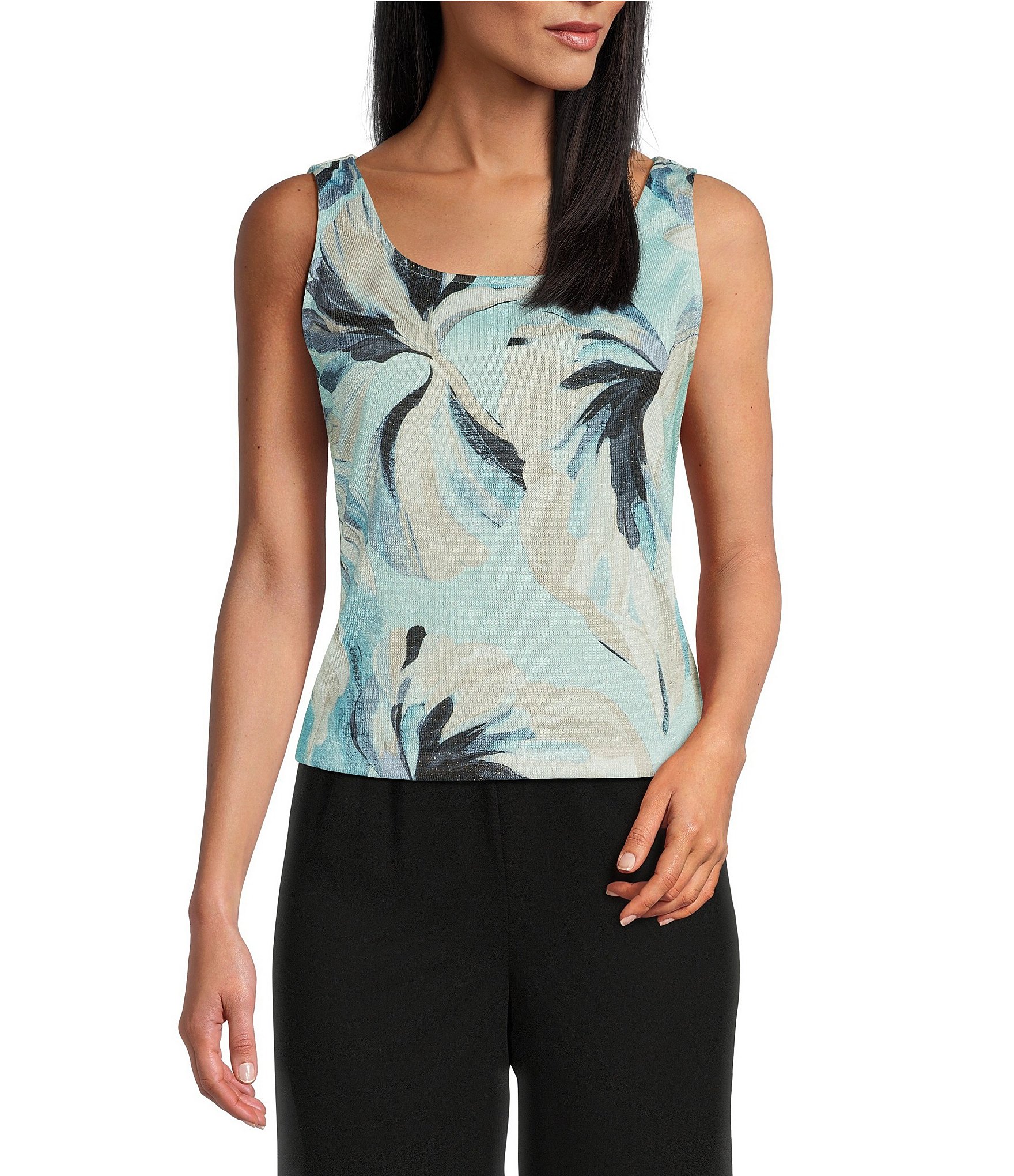 Alex Evenings Printed Metallic Knit Twinset