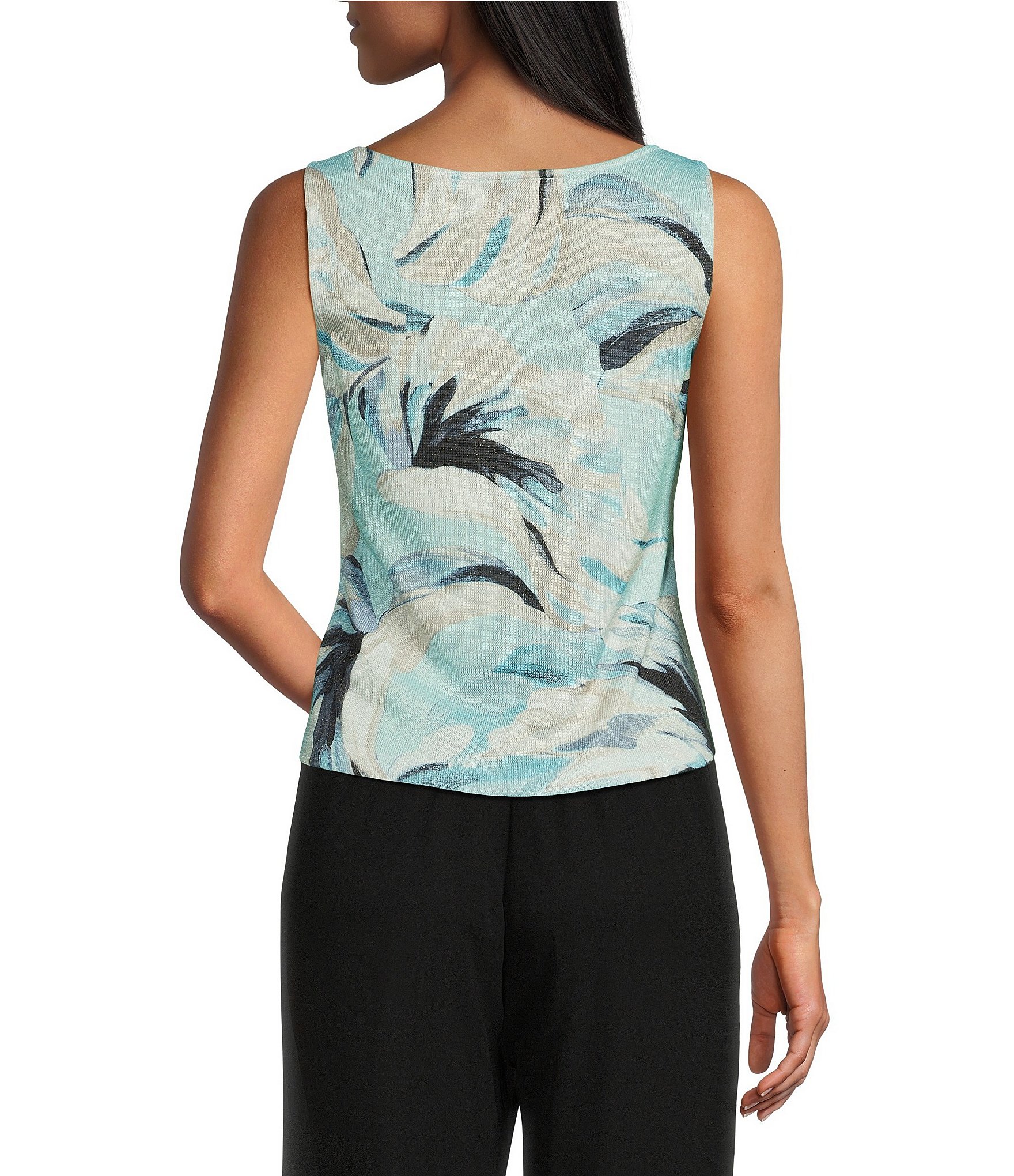 Alex Evenings Printed Metallic Knit Twinset