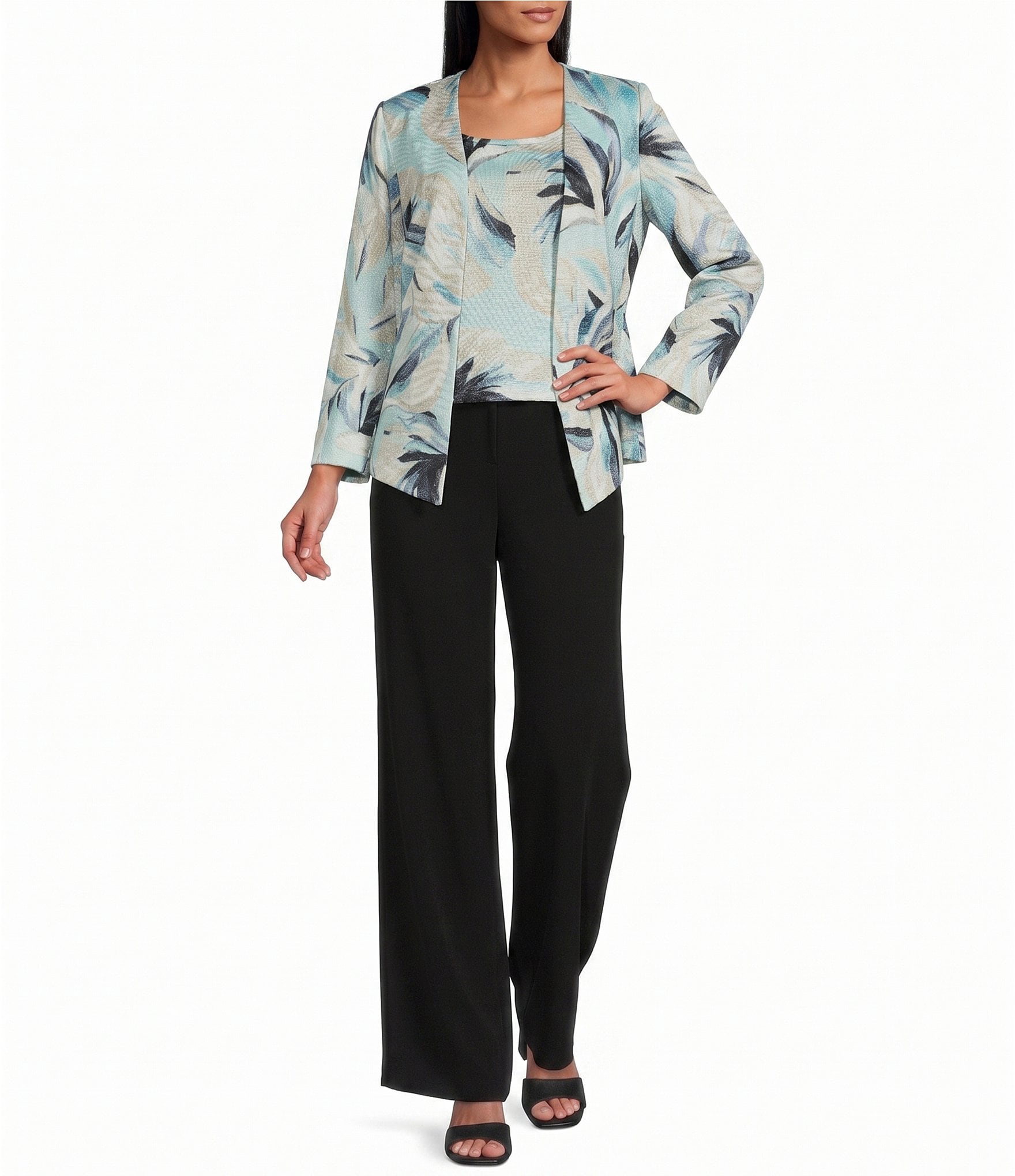 Alex Evenings Printed Metallic Knit Twinset