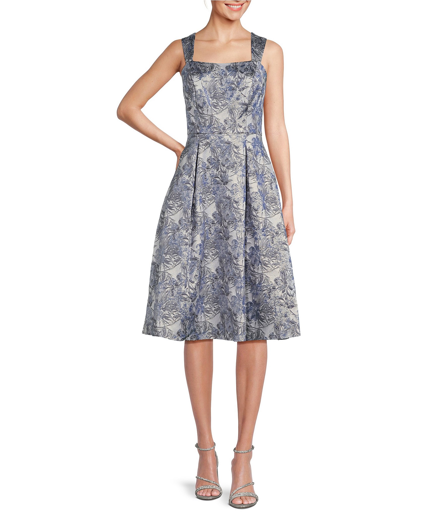 Alex Evenings Sleeveless Square Neck Floral Knee Length Dress Dillard s