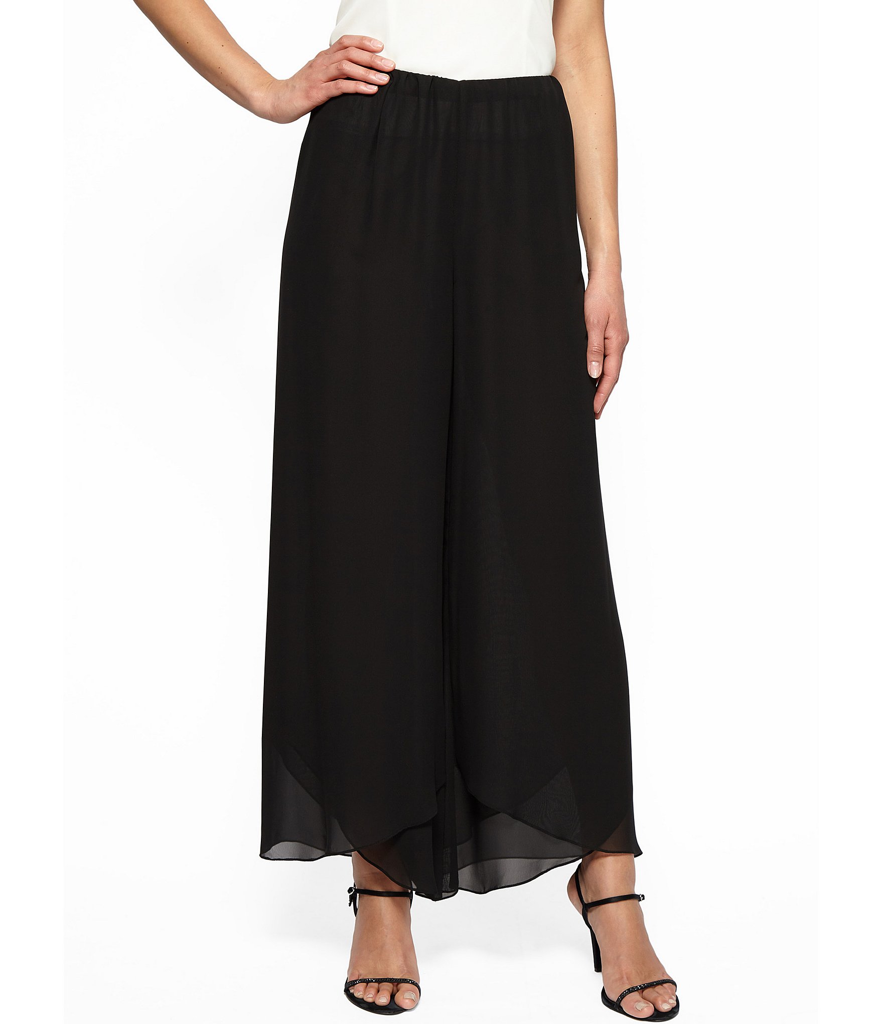 Chiffon Wide-Leg Pants in Mother of Pearl 231754 – After Hours Boutique