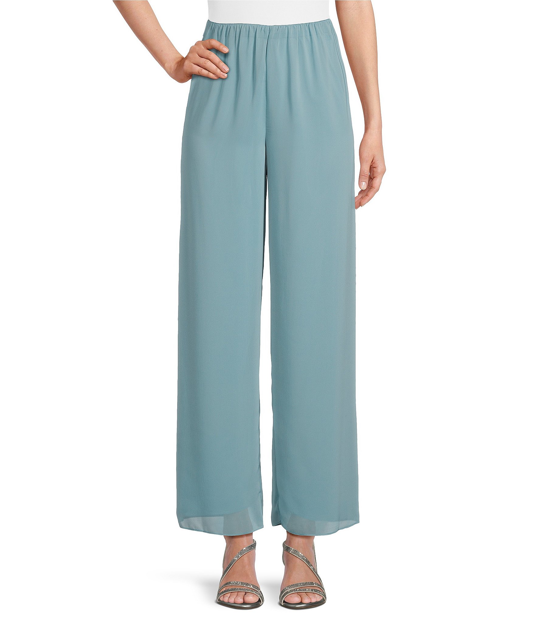 Alex Evenings Wide Leg Mid Rise Chiffon Pants | Dillard's