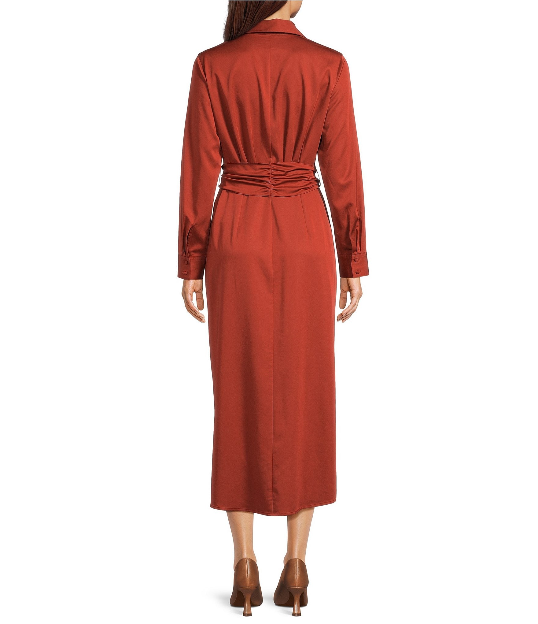 Alex Marie Adriana Collared Long Sleeve Button Front Dress