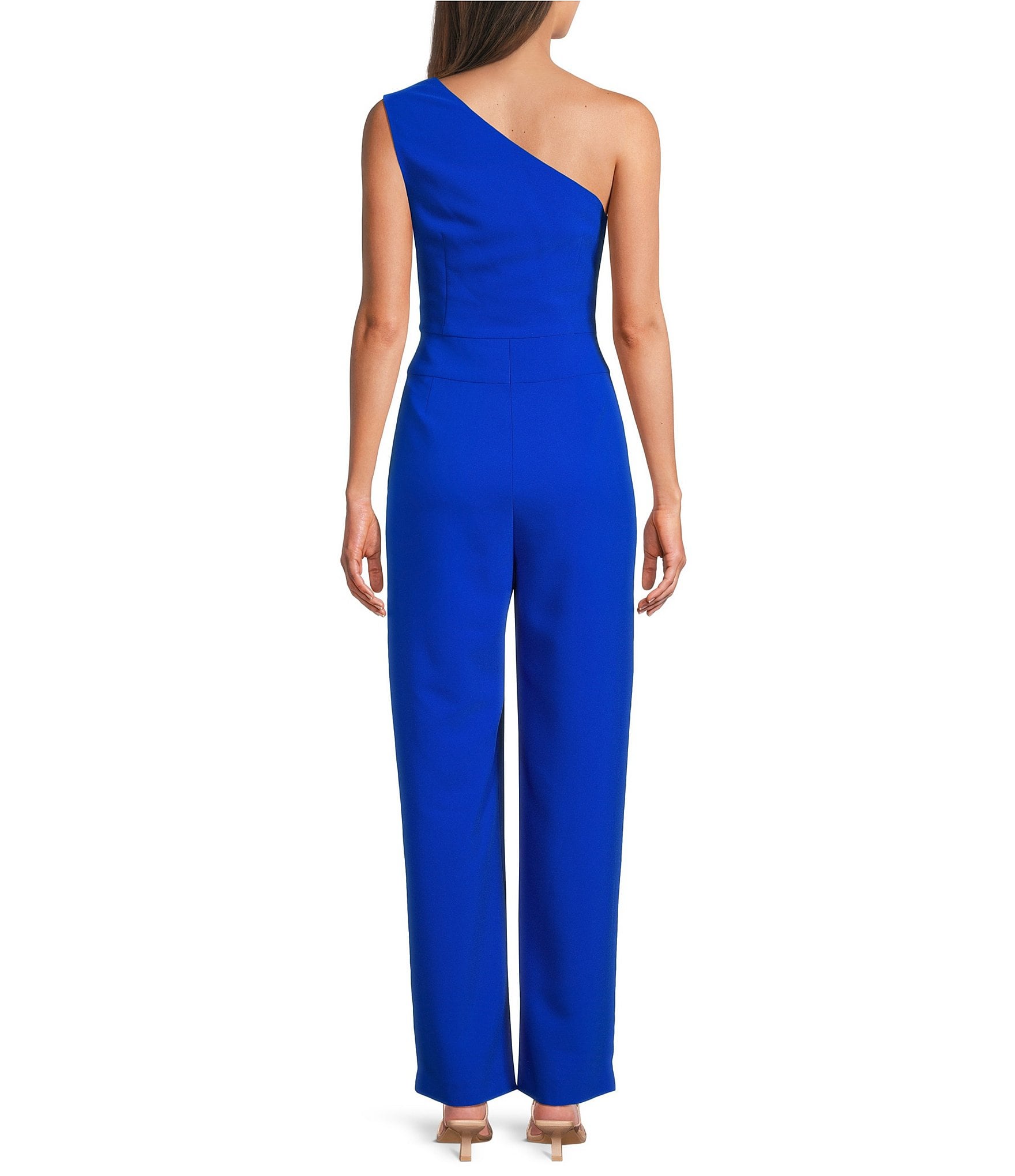Alex Marie Aliza One Shoulder Wide Leg Crepe Jumpsuit