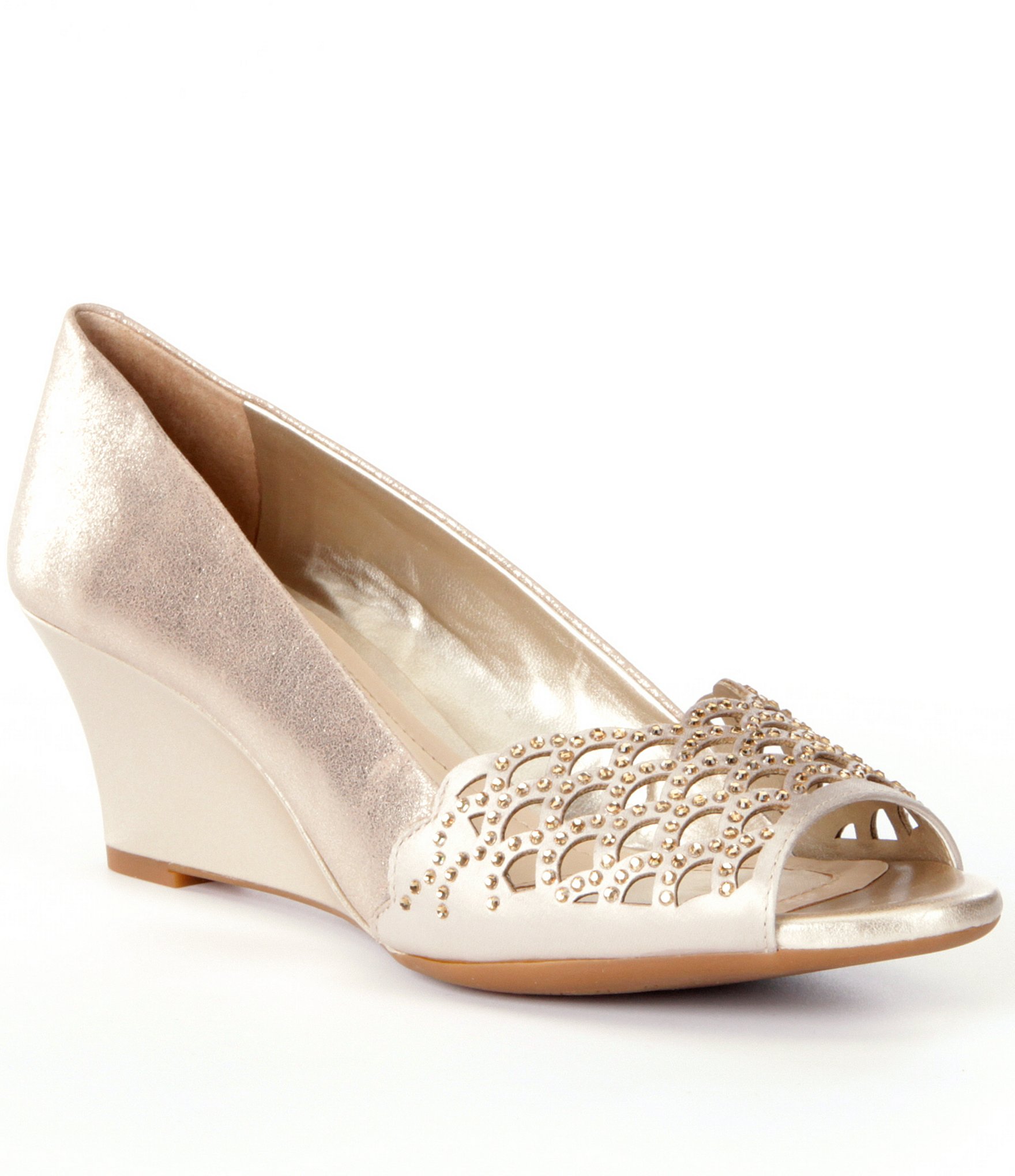 Alex Marie Allesa Metallic Hotfix Peep Toe Wedges Dillards