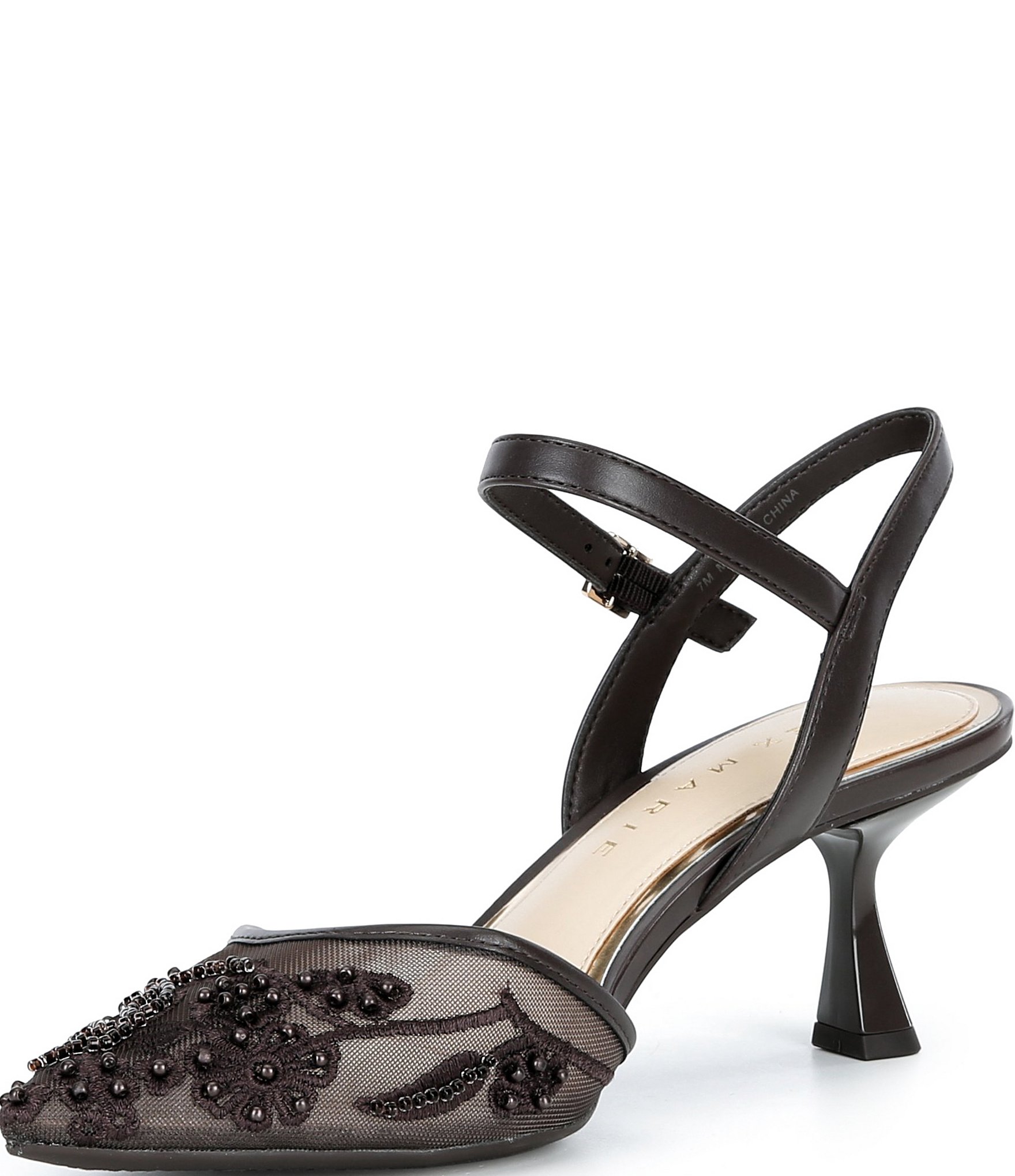 Alex Marie Alyssa Embroidered Mesh Slingback Pumps
