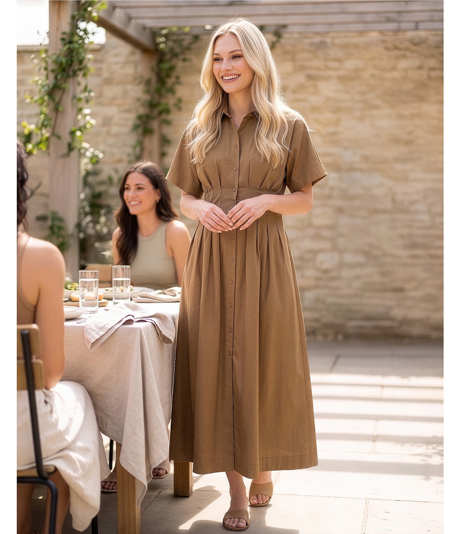 Alex Marie Amber Stretch Collared Short Sleeve Dress
