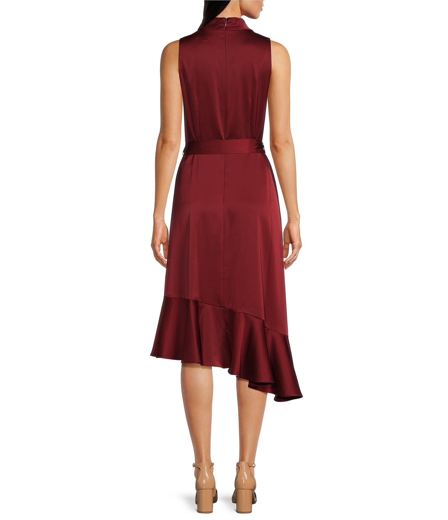 Alex Marie Annalee Satin Cowl Neck Sleeveless Midi Dress