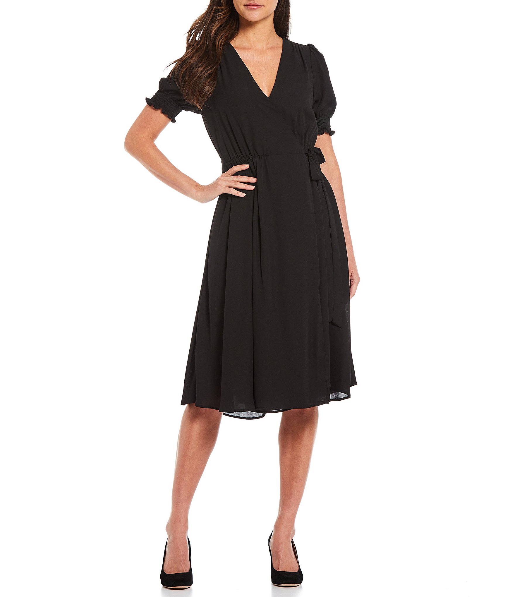 Alex Marie Ashlyn Midi V-Neck Short Sleeve Wrap Dress | Dillard's