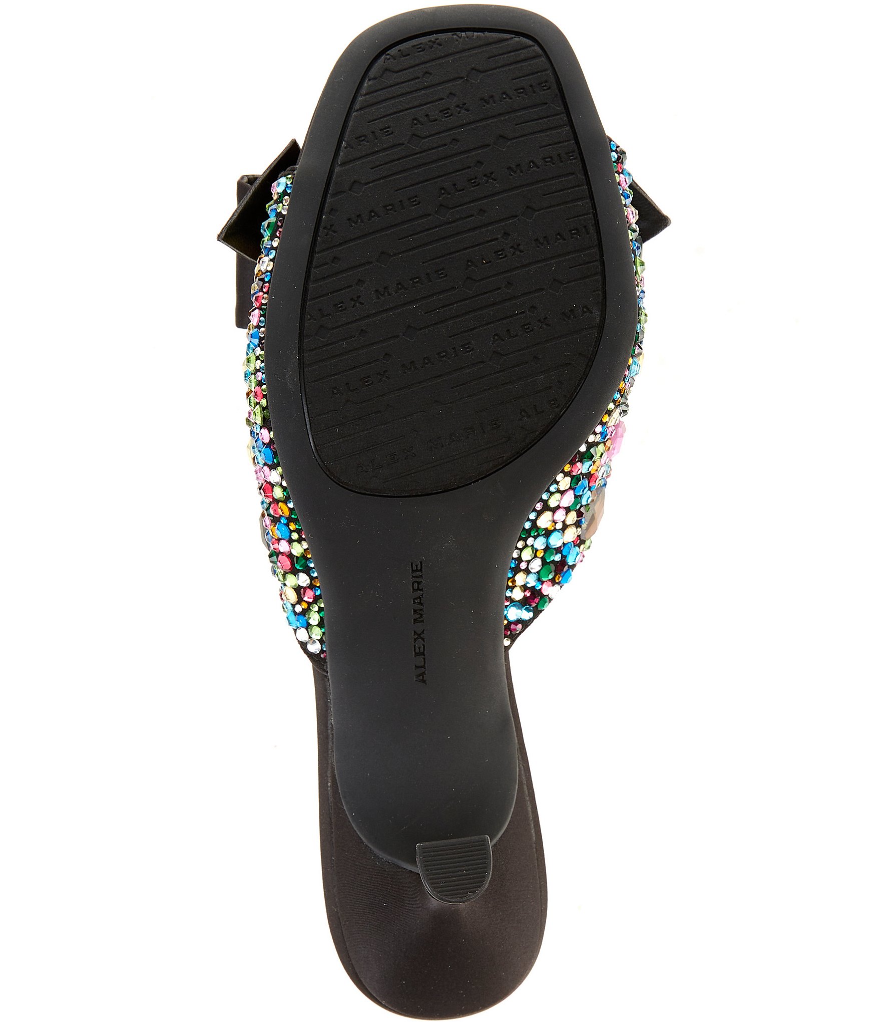 Alex Marie Bridget Three Multi Jewel Embellished Bow Slide Sandals