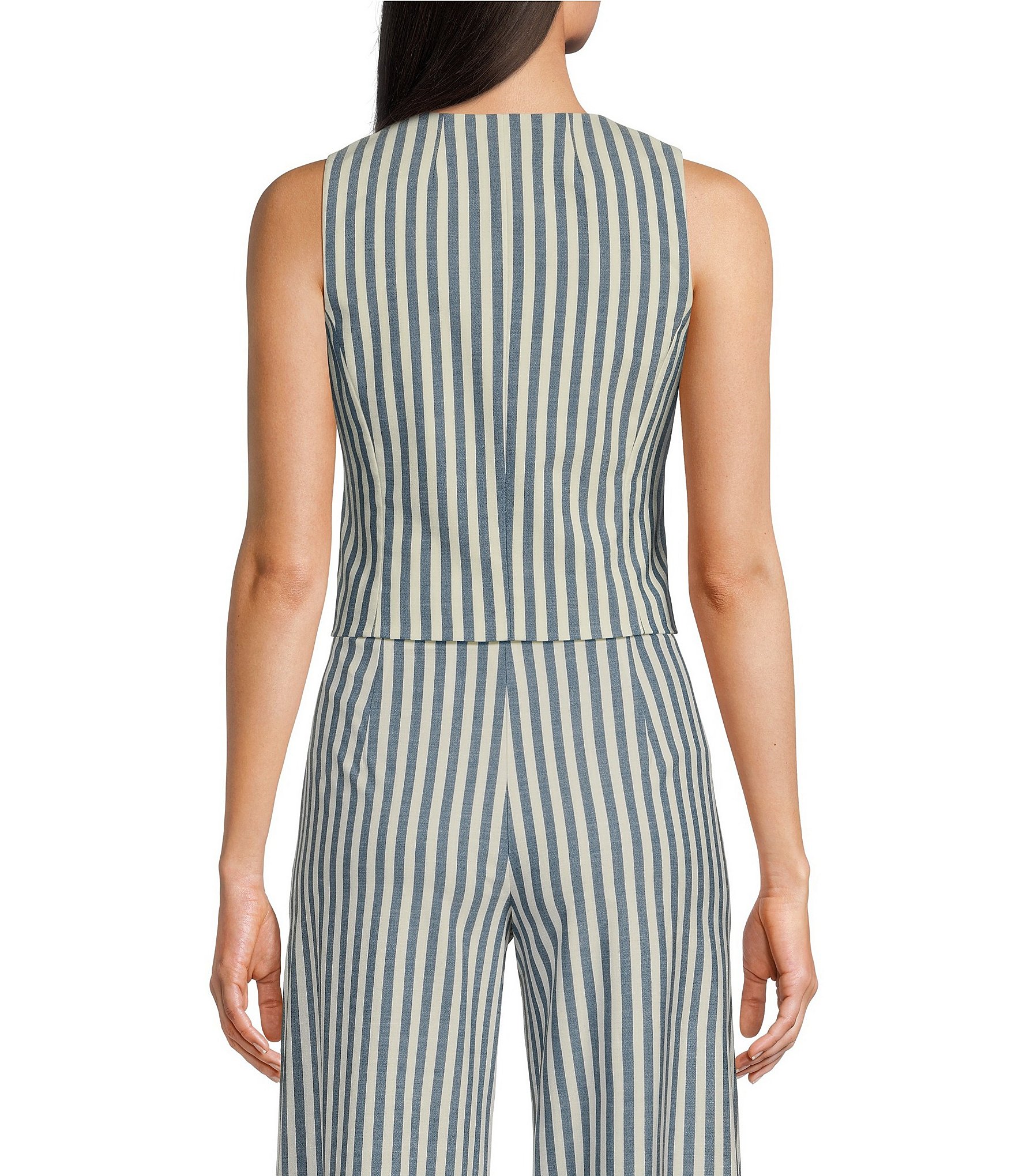 Alex Marie Brooke V-Neck Stretch Linen Blend Button Front Coordinating Vest