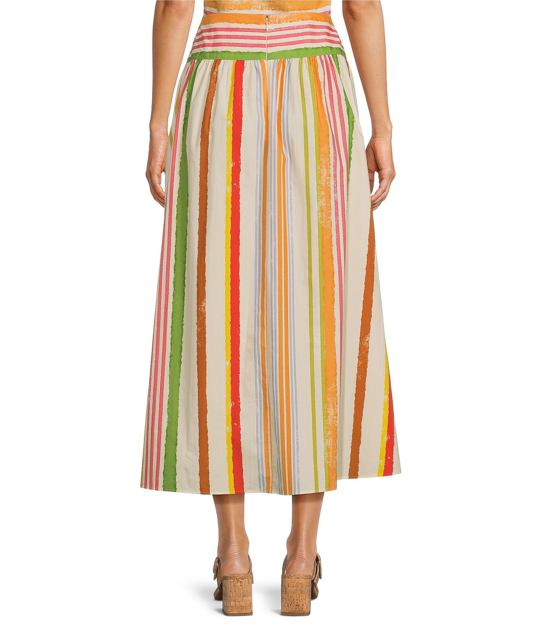 Alex Marie Coordinating Sabrina Stripe Printed Poplin Skirt