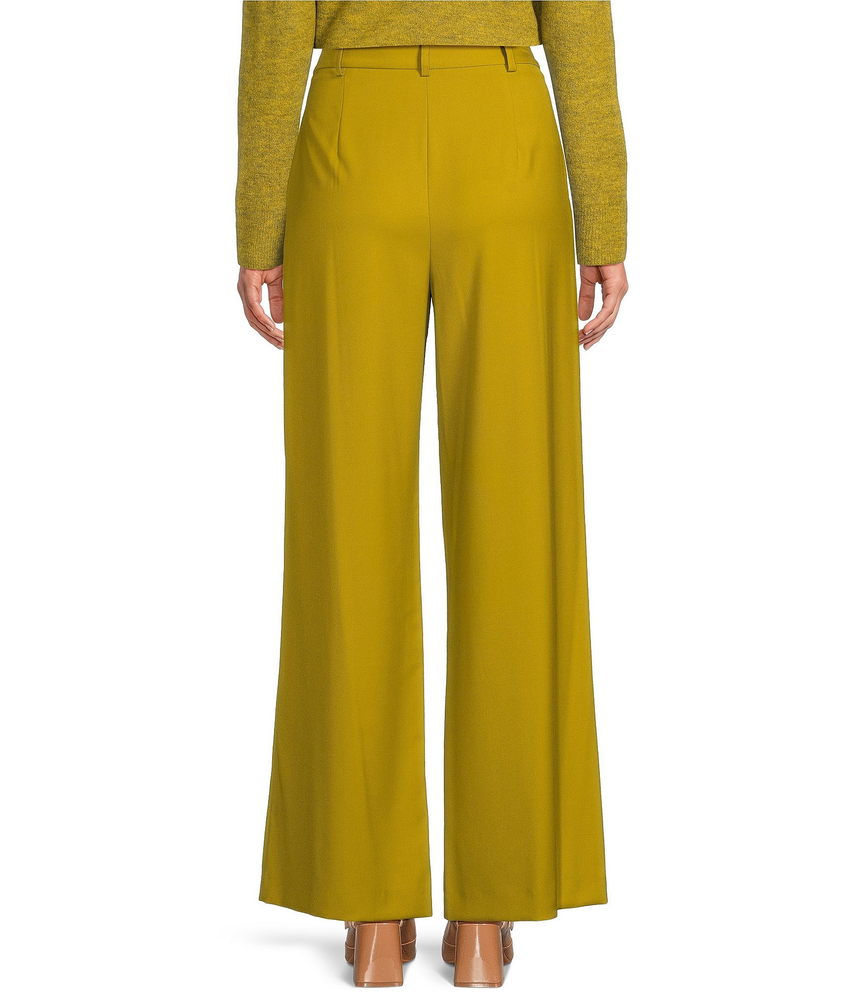 Alex Marie Diane Twill High Rise Pleated Full Length Pants