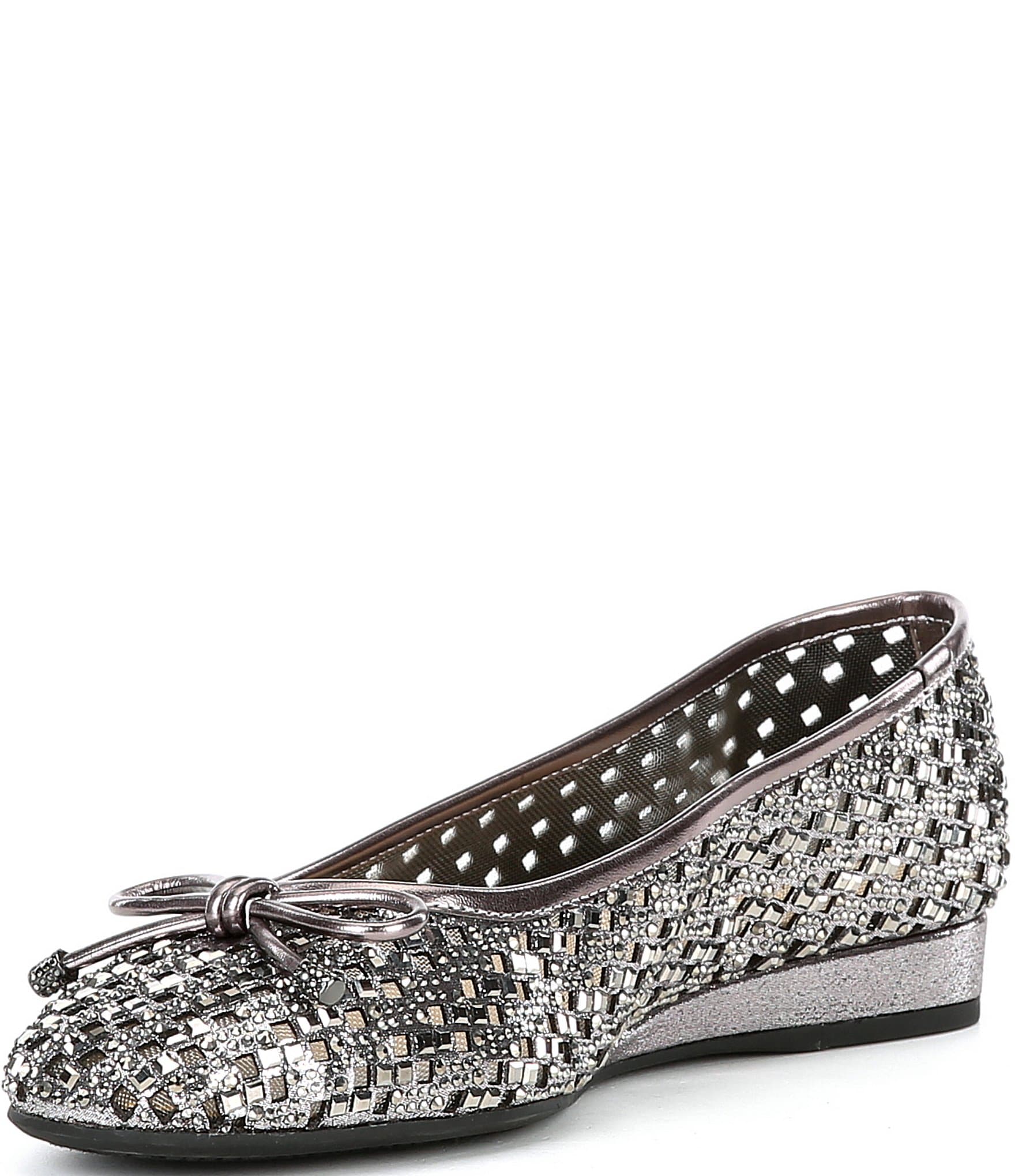 Alex Marie Fiore Rhinestone Woven Mini Wedge Flats