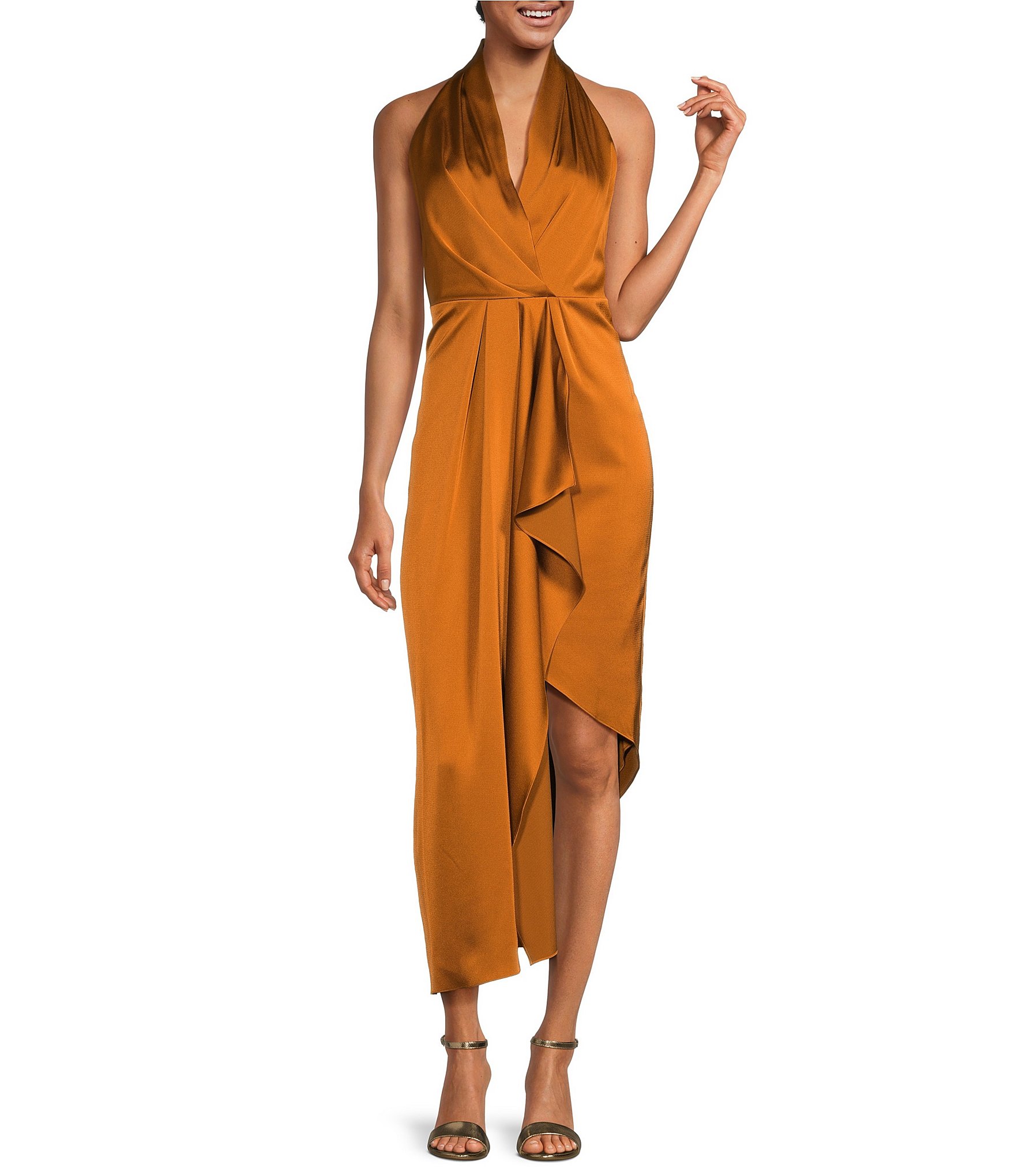 Alex Marie Hazel Surplice V-Neck Sleeveless Satin Midi Dress | Dillard's