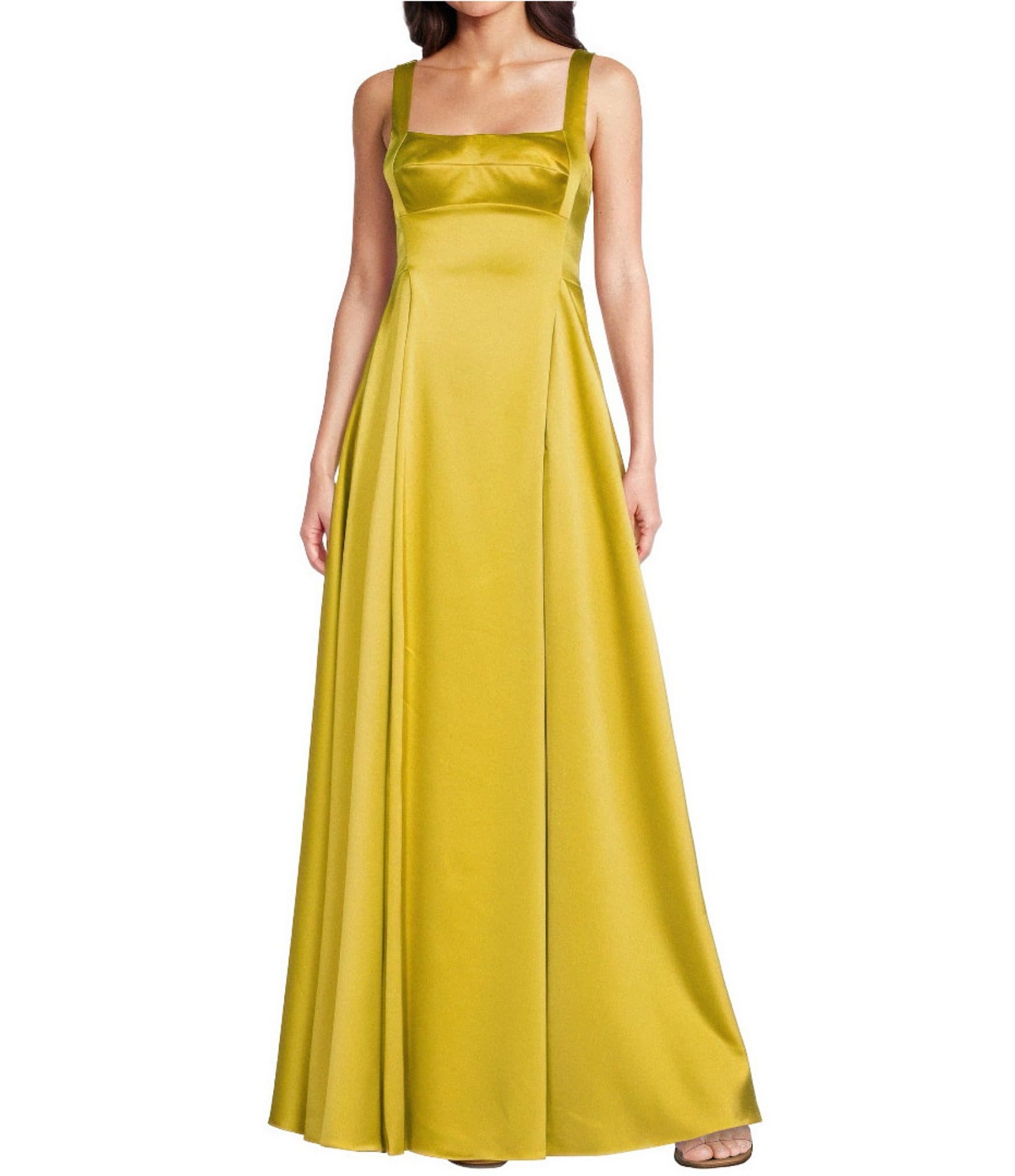Alex Marie Helen Satin Scoop Neck Sleeveless Gown