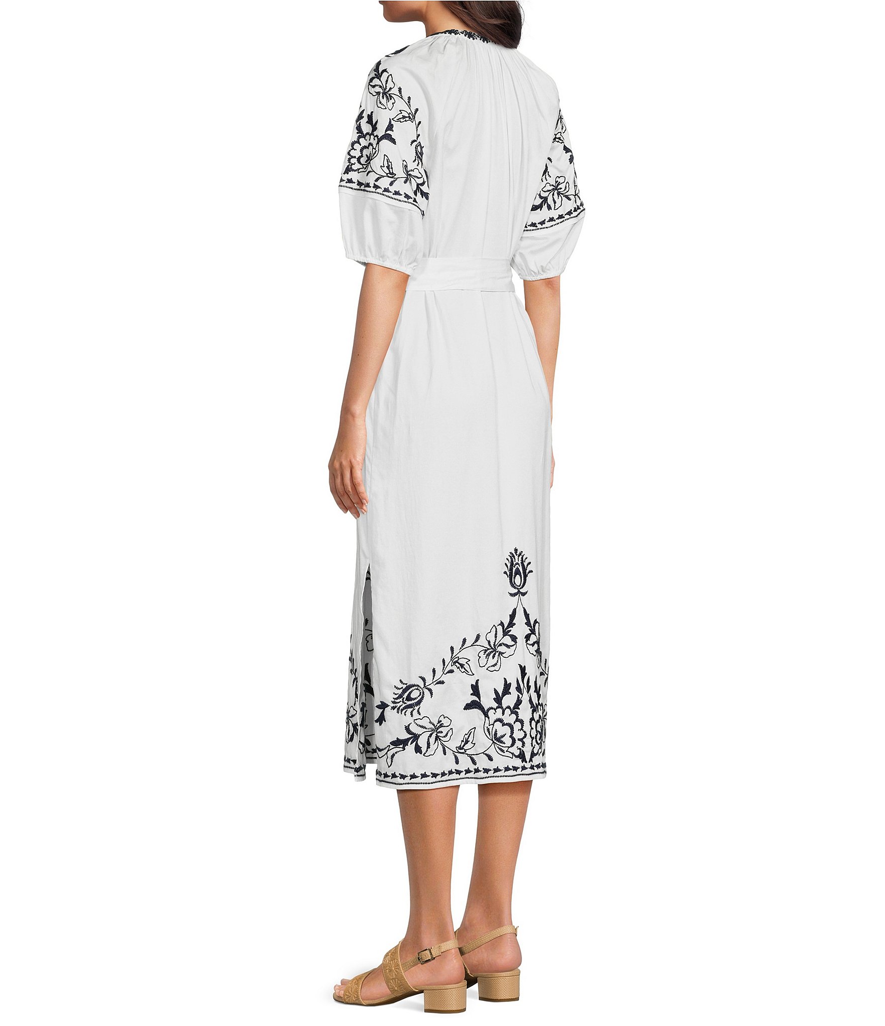 Alex Marie Isla Cotton Embroidered Midi Dress