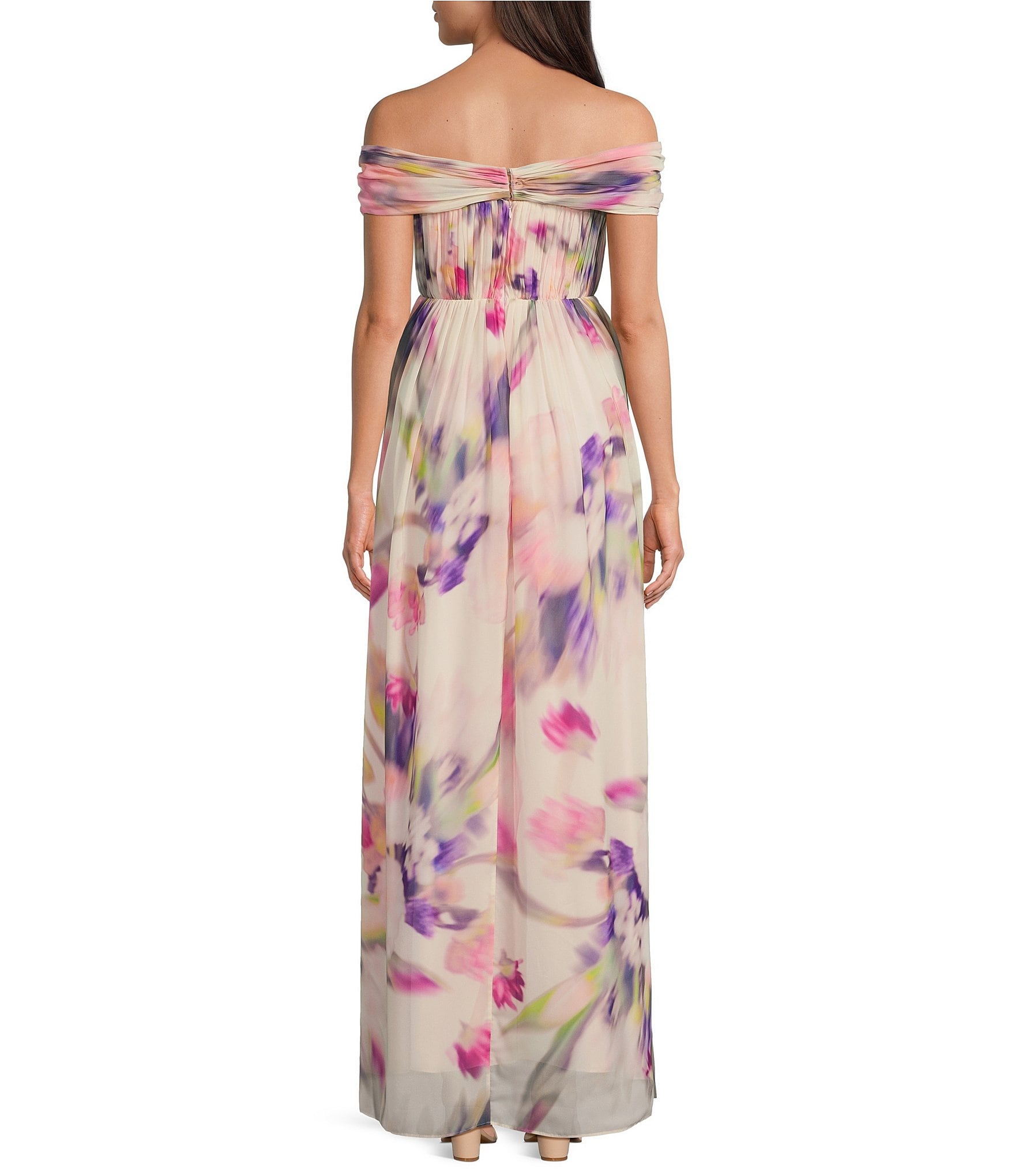 Alex Marie Janet Chiffon Off-The-Shoulder Gown