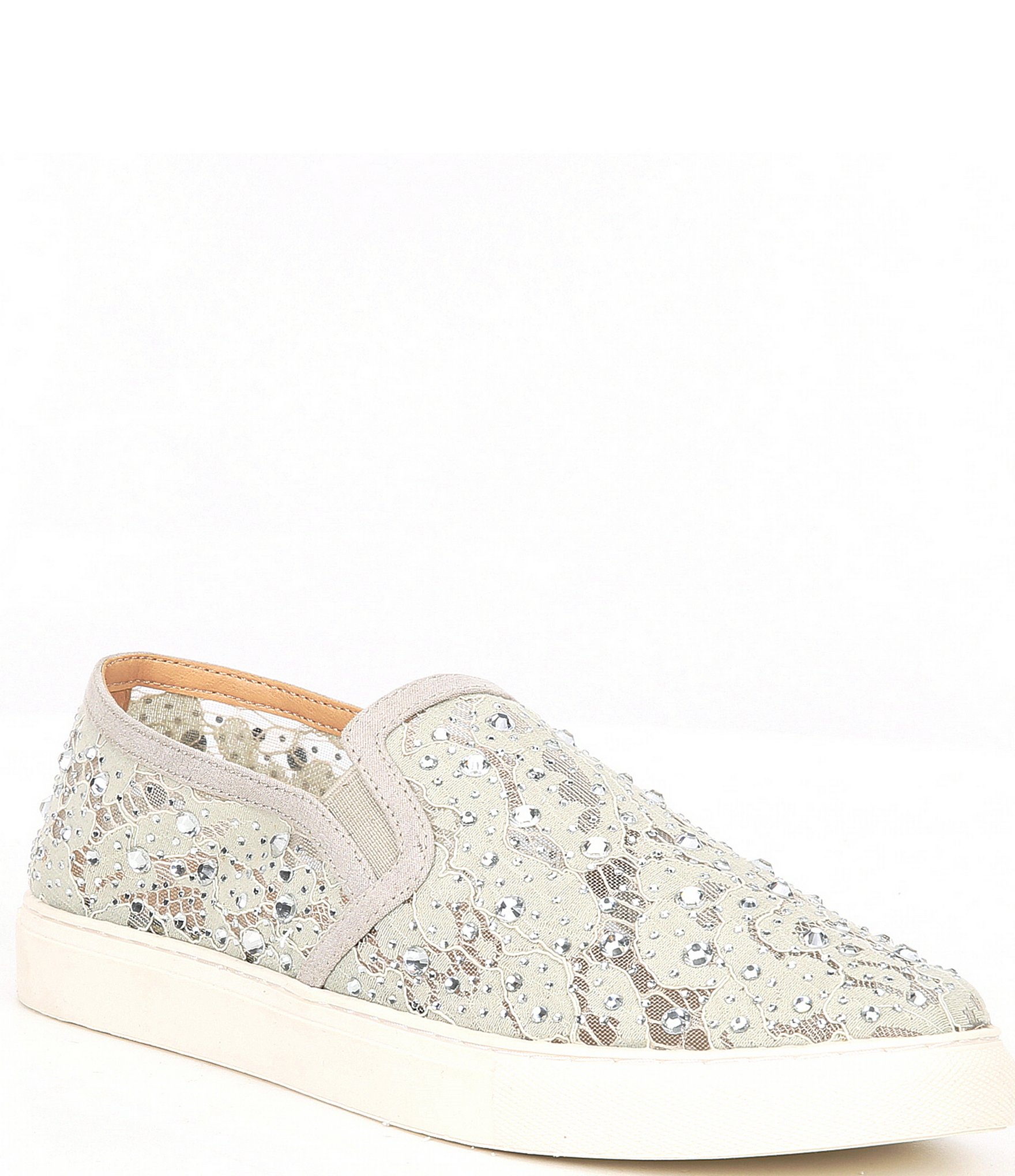 Alex Marie Legacy Lace Rhinestone Embellished Slip On Sneakers Dillard s