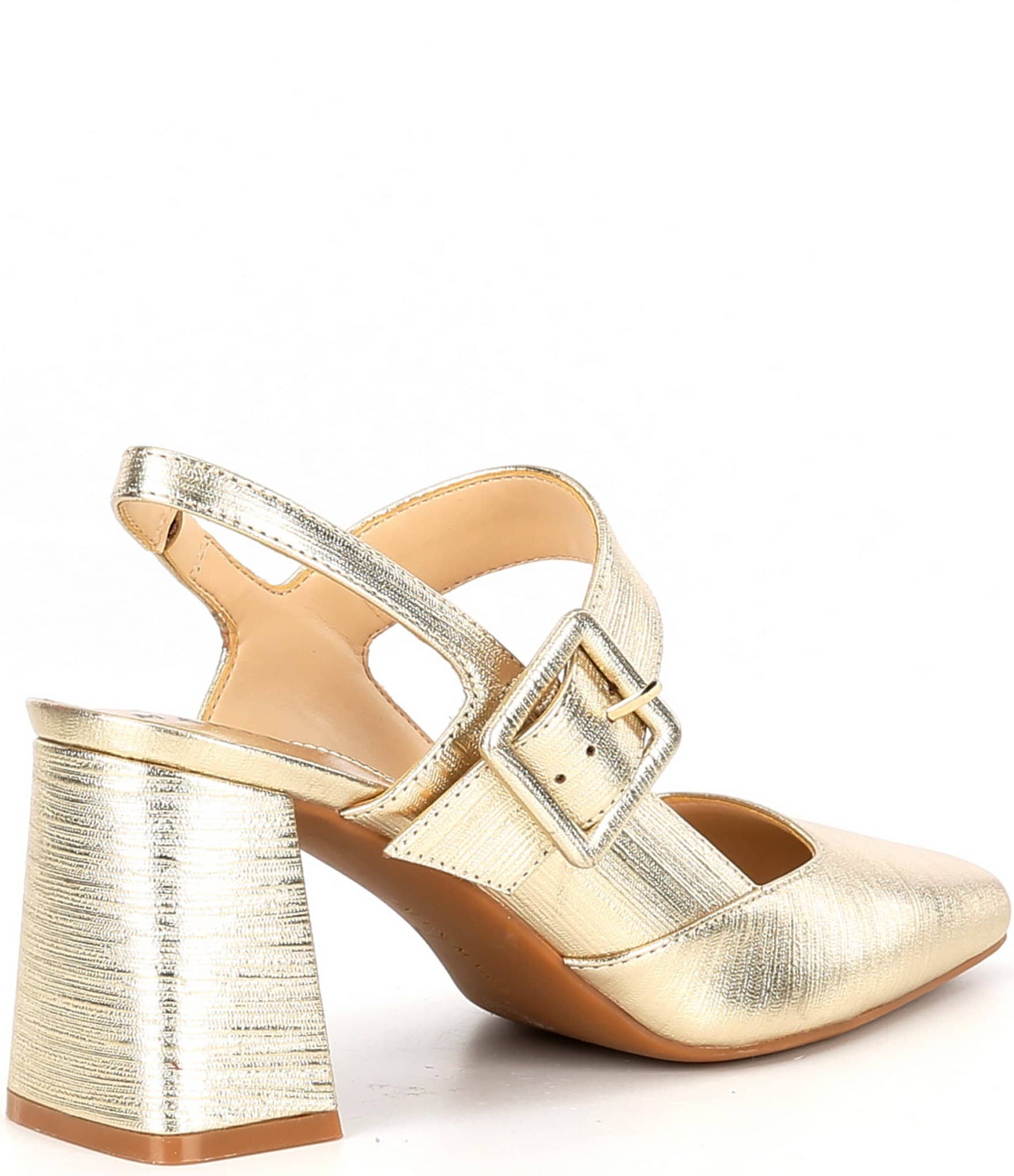 Alex Marie Leighten Textured Metallic Square Toe Slingback Pumps