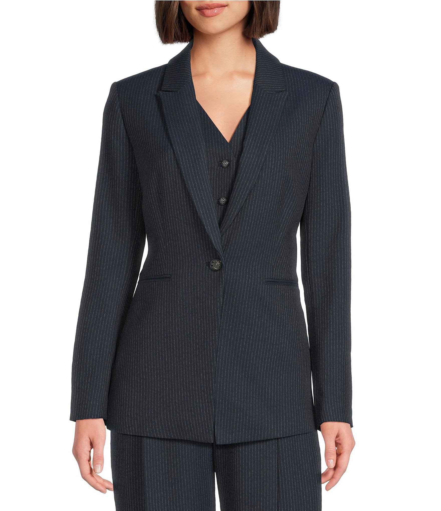 Alex Marie Liza Novelty Stripe Suiting Peak Lapel Long Sleeve Jacket