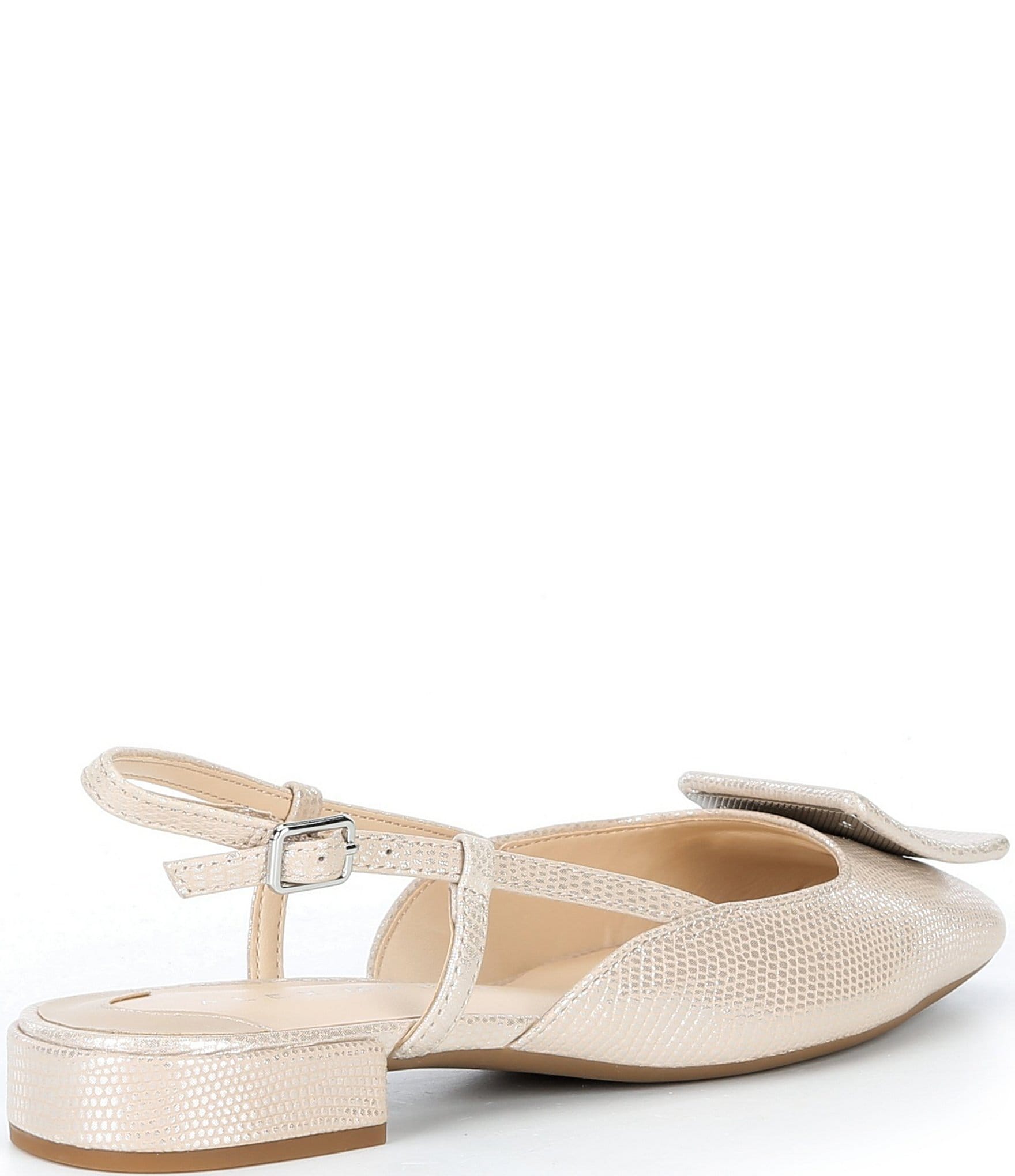 Alex Marie Micah Lizard Embossed Leather Ornament Slingback Flats