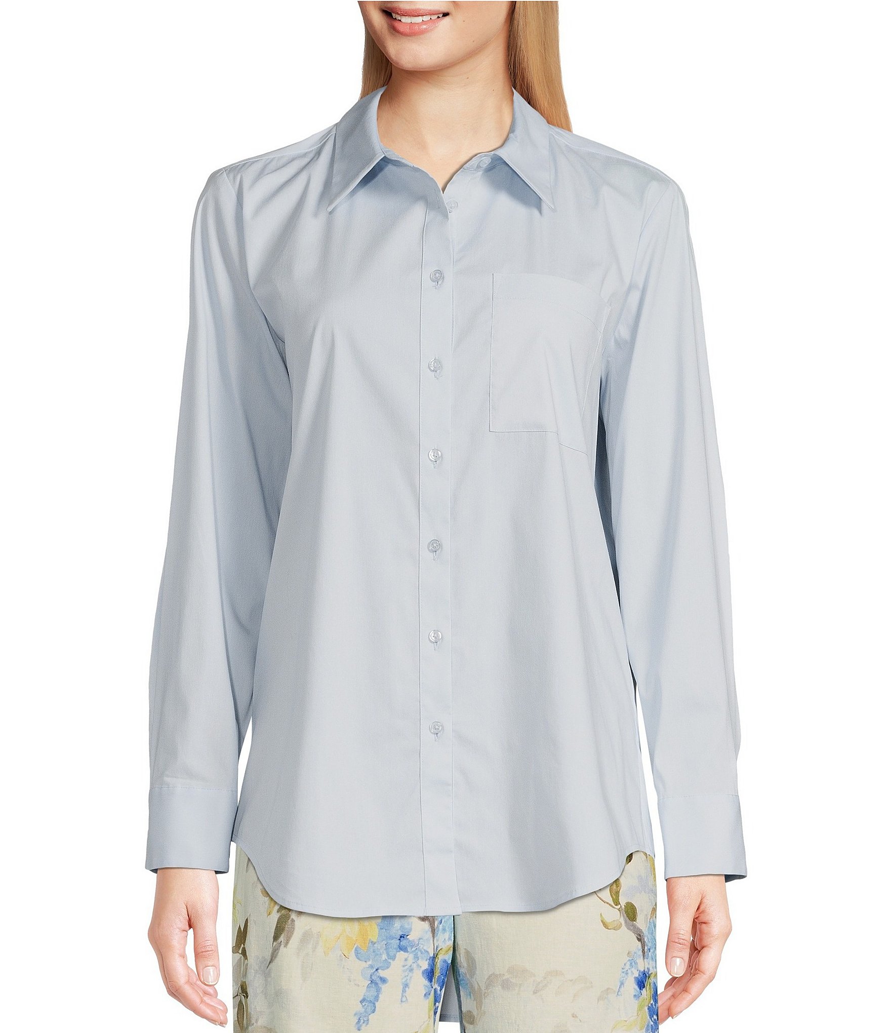 Alex Marie Mackenzie Button Front Poplin Woven Blouse | Dillard's