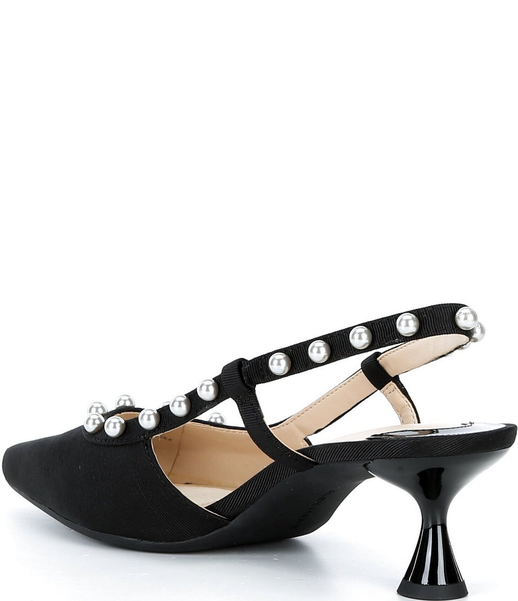 Alex Marie Odette Faille Pearl Studded Slingback Pumps