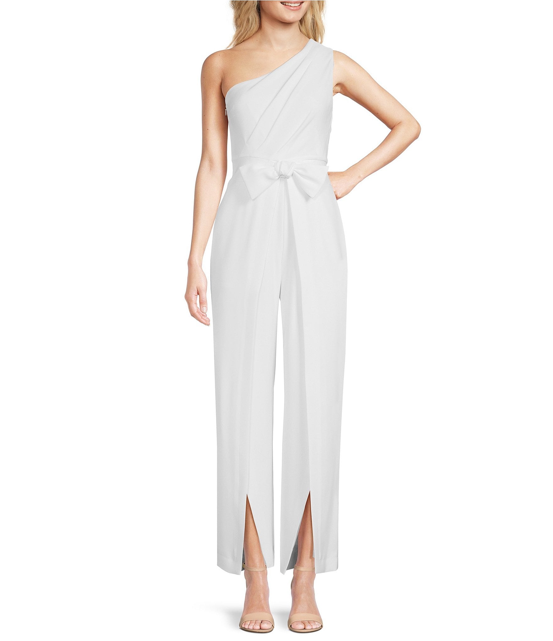 Alex Marie Petite Aliza One Shoulder Wide Leg Crepe Jumpsuit | Dillard's