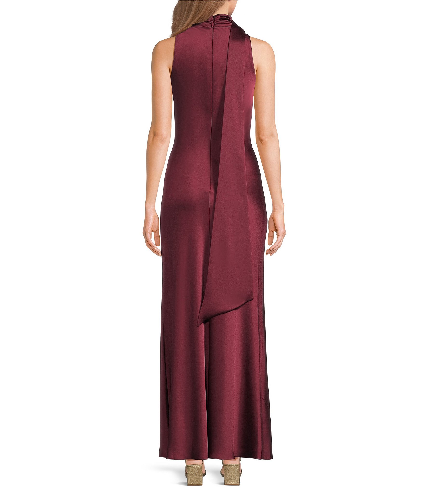 Alex Marie Sonja Satin High Neck Halter Gown