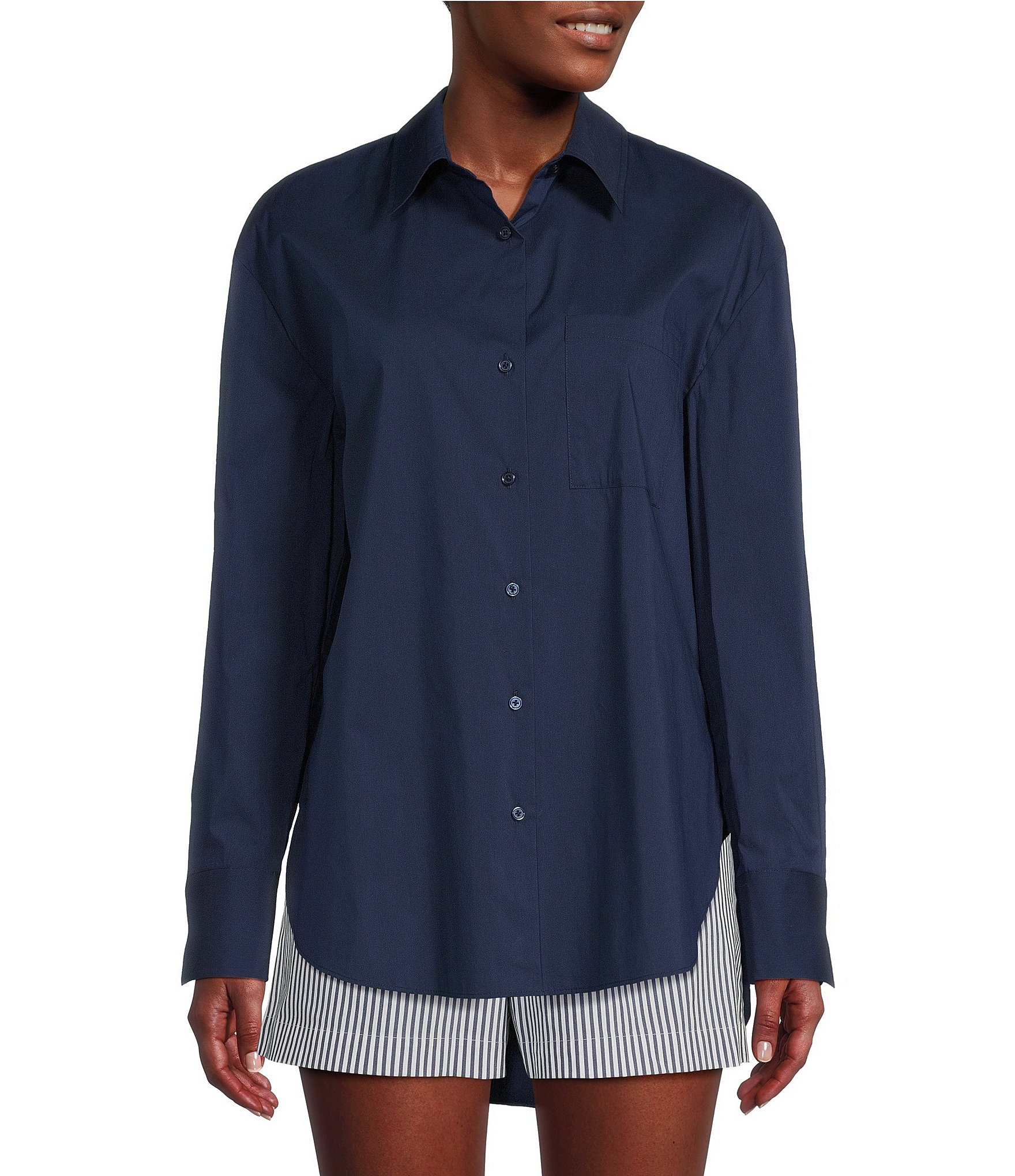 Alex Marie x Brrr° Iris Cotton Poplin Moisture Wicking Point Collar ...