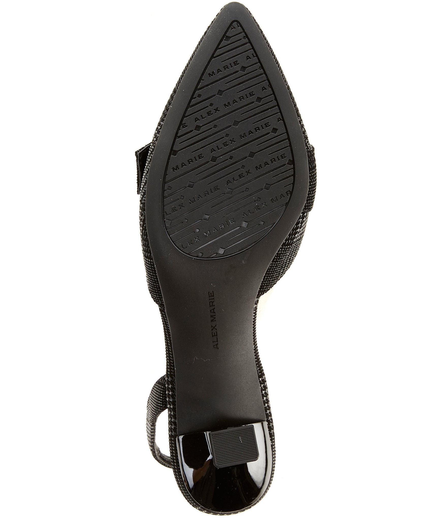 Alex Marie Zell Houndstooth Leather Buckle Ornament Slingback Pumps