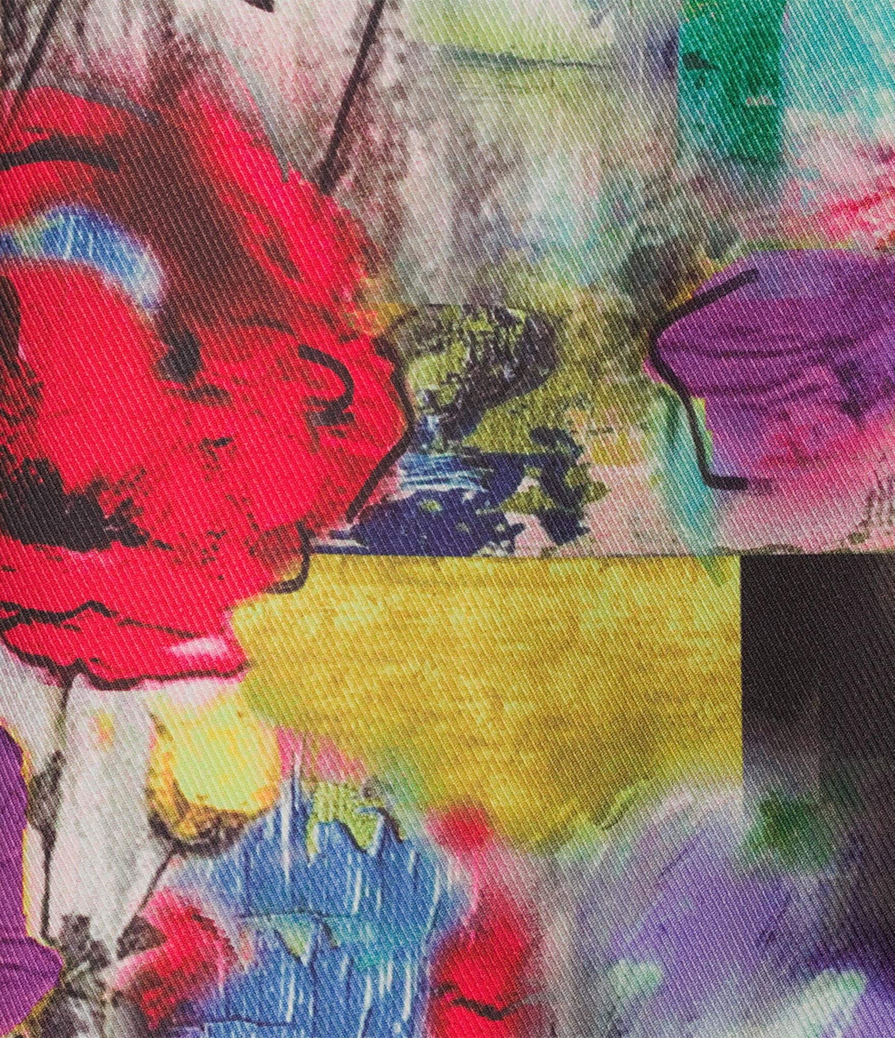 Ali Miles Abstract Print Stand Collar 3/4 Sleeve Button Front Jacket