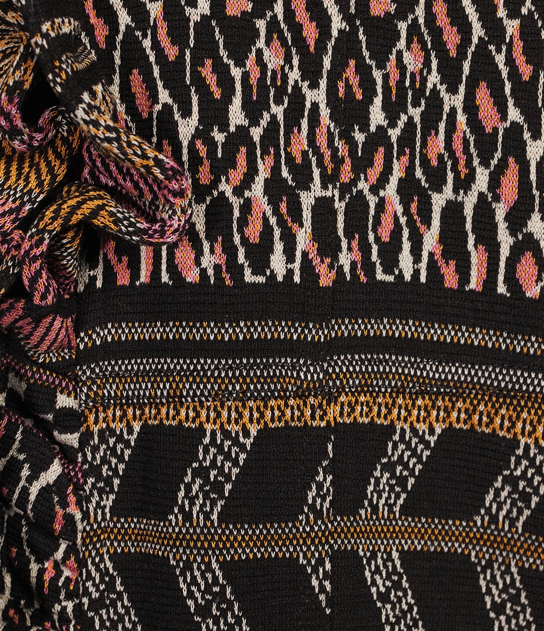 Ali Miles Knit Jacquard Multi Animal Print Open Front Long Sleeve Jacket